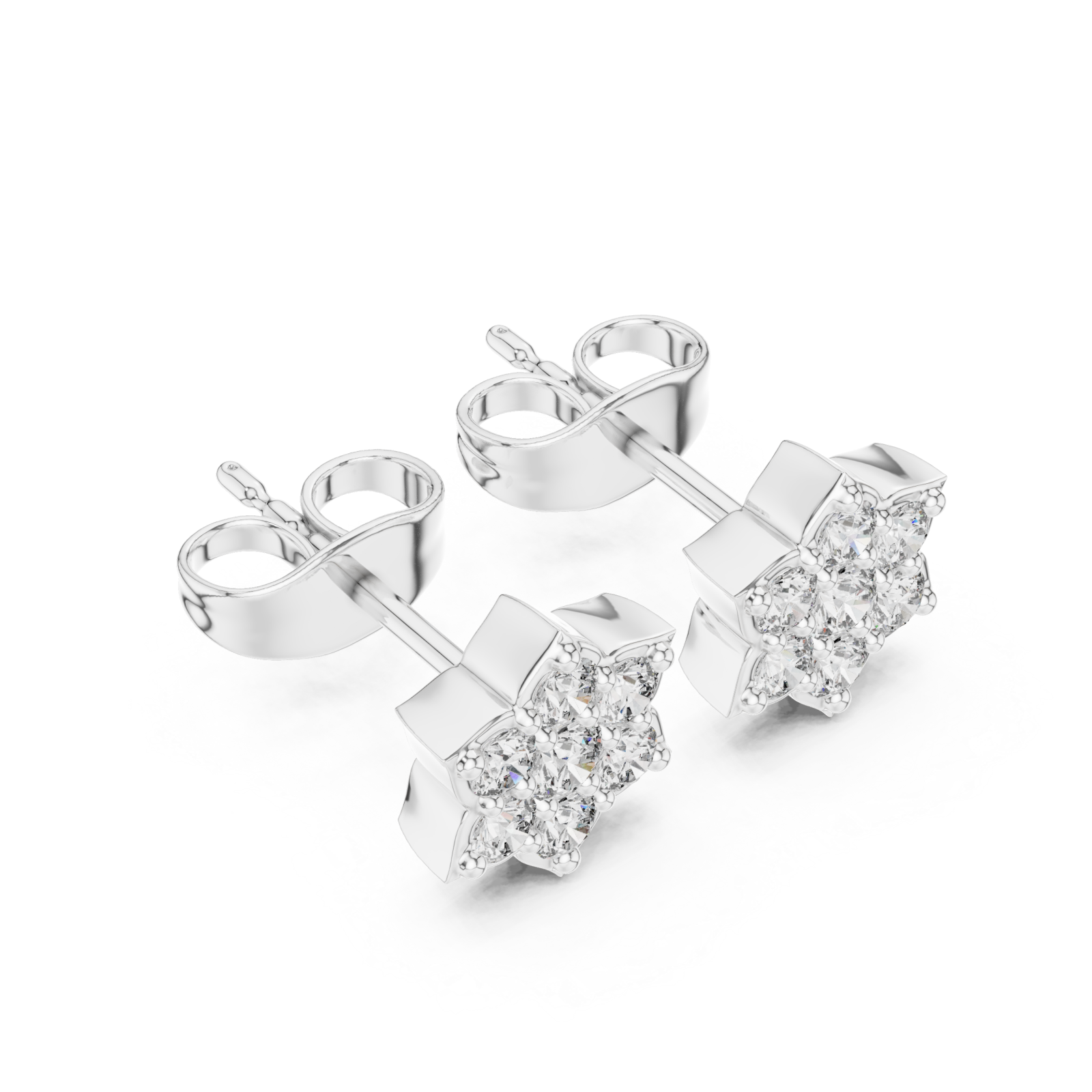  White Gold Celestial Harmony Petite Cluster Earrings Right View