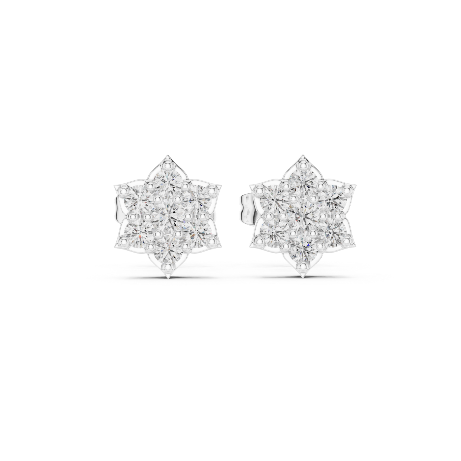  White Gold Celestial Harmony Petite Cluster Earrings Front View