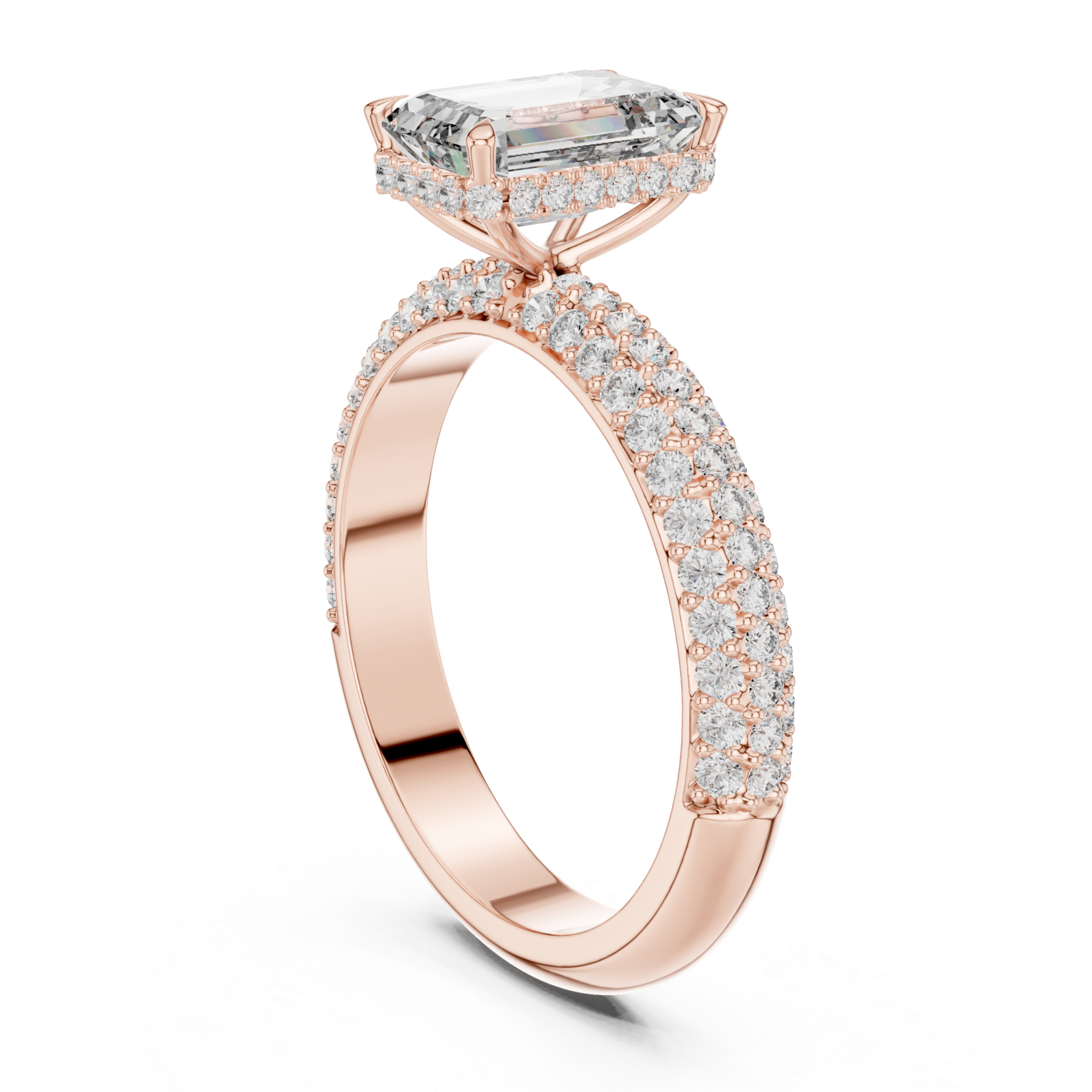  Rose Gold Luminous Graceful Solitaire Engagement Ring Left View