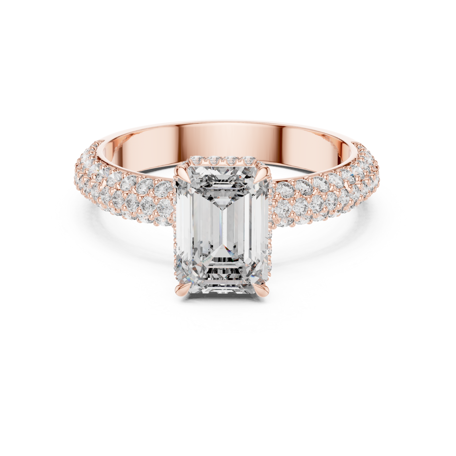  Rose Gold Luminous Graceful Solitaire Engagement Ring Front View