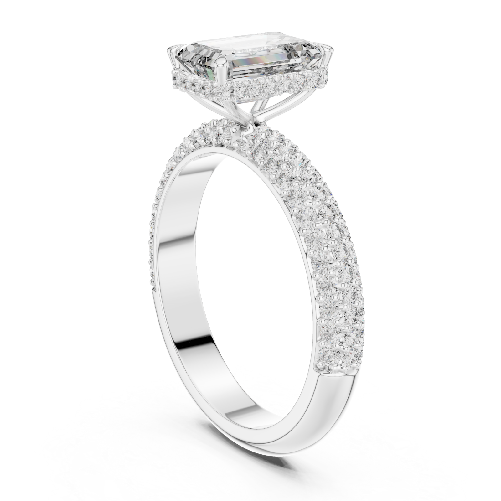  White Gold Luminous Graceful Solitaire Engagement Ring Left View