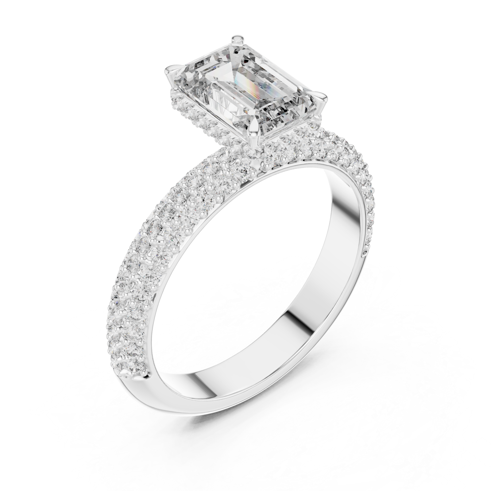  White Gold Luminous Graceful Solitaire Engagement Ring Right View