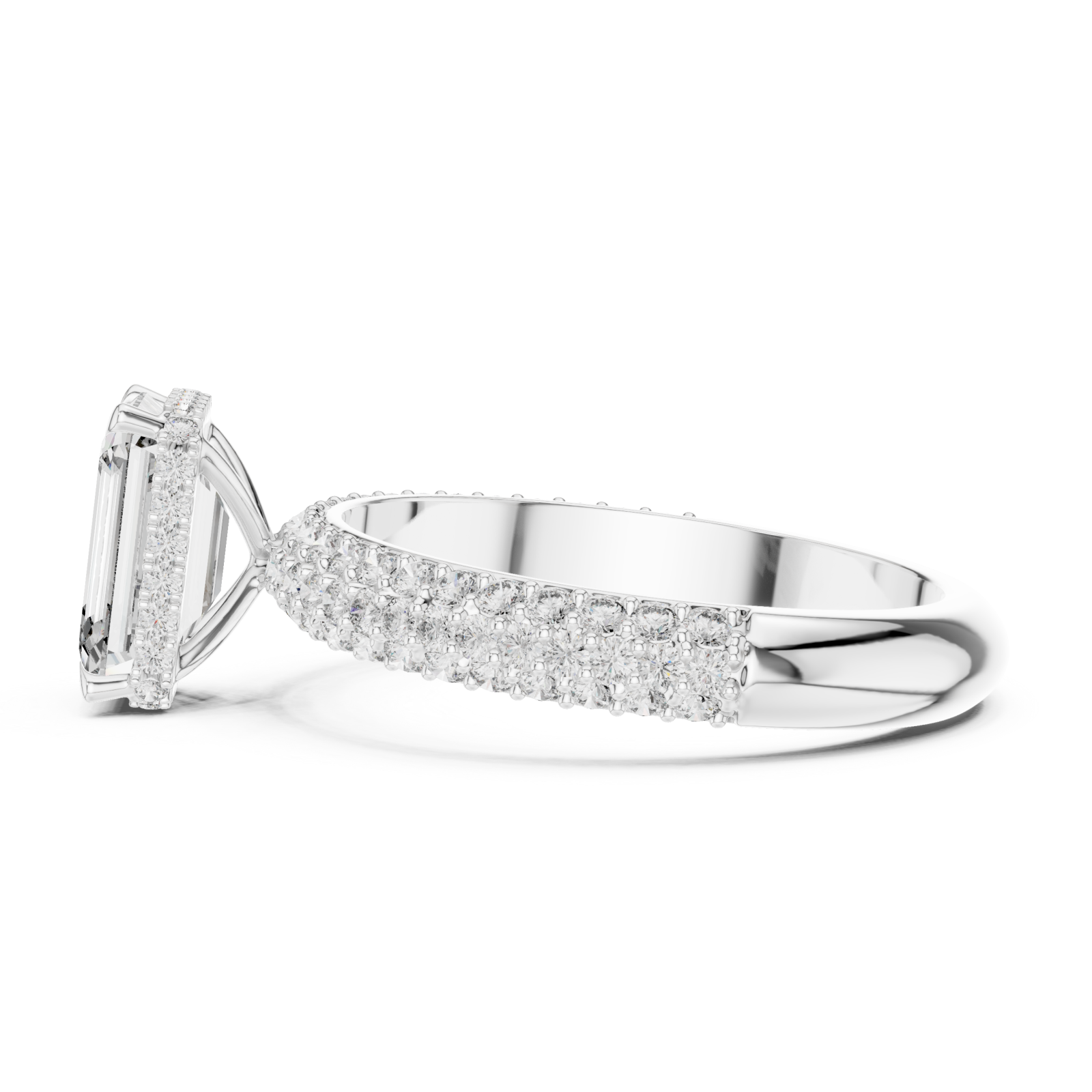  White Gold Luminous Graceful Solitaire Engagement Ring Side View