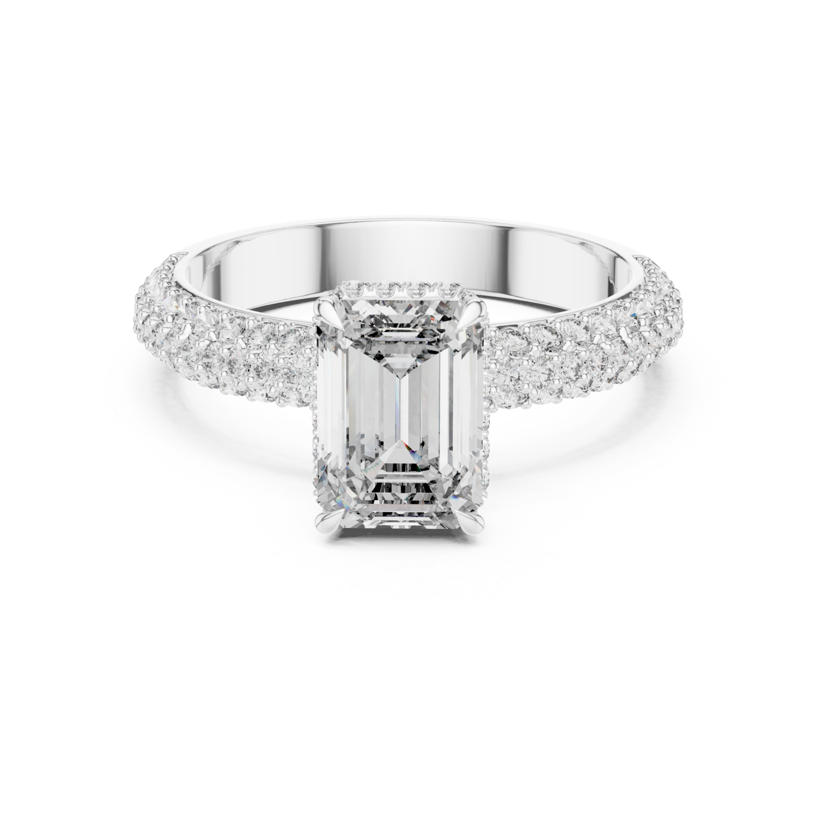  White Gold Luminous Graceful Solitaire Engagement Ring Front View