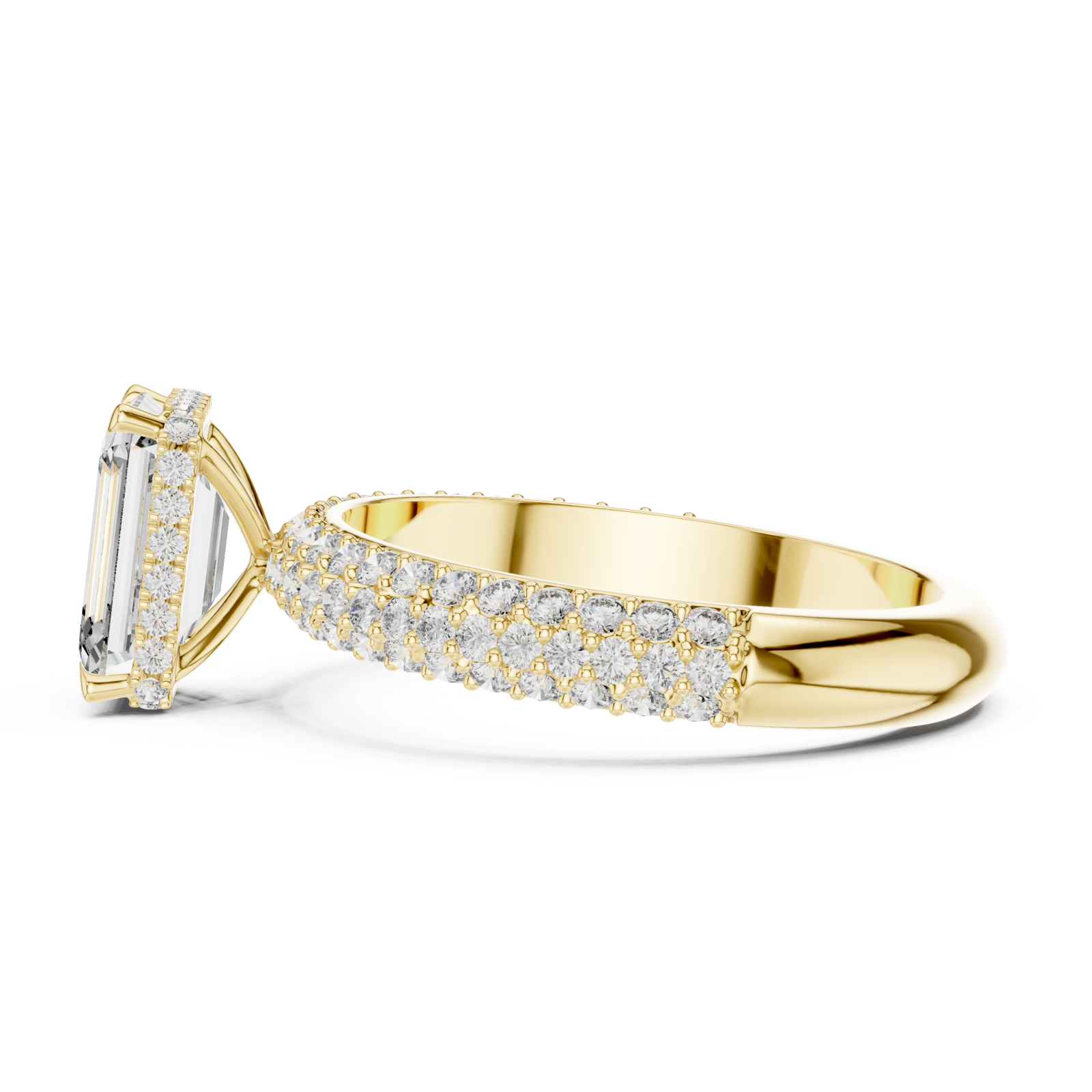  Gold Luminous Graceful Solitaire Engagement Ring Side View