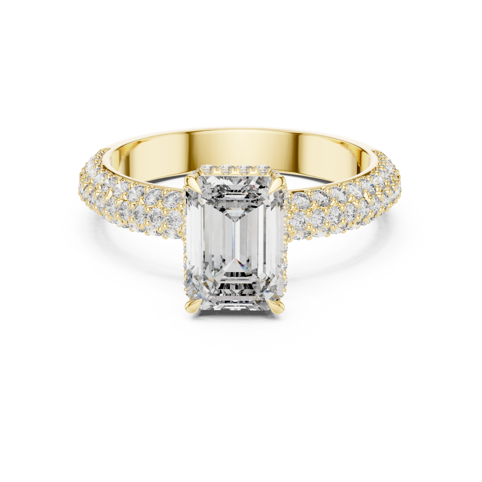  Gold Luminous Graceful Solitaire Engagement Ring Front View