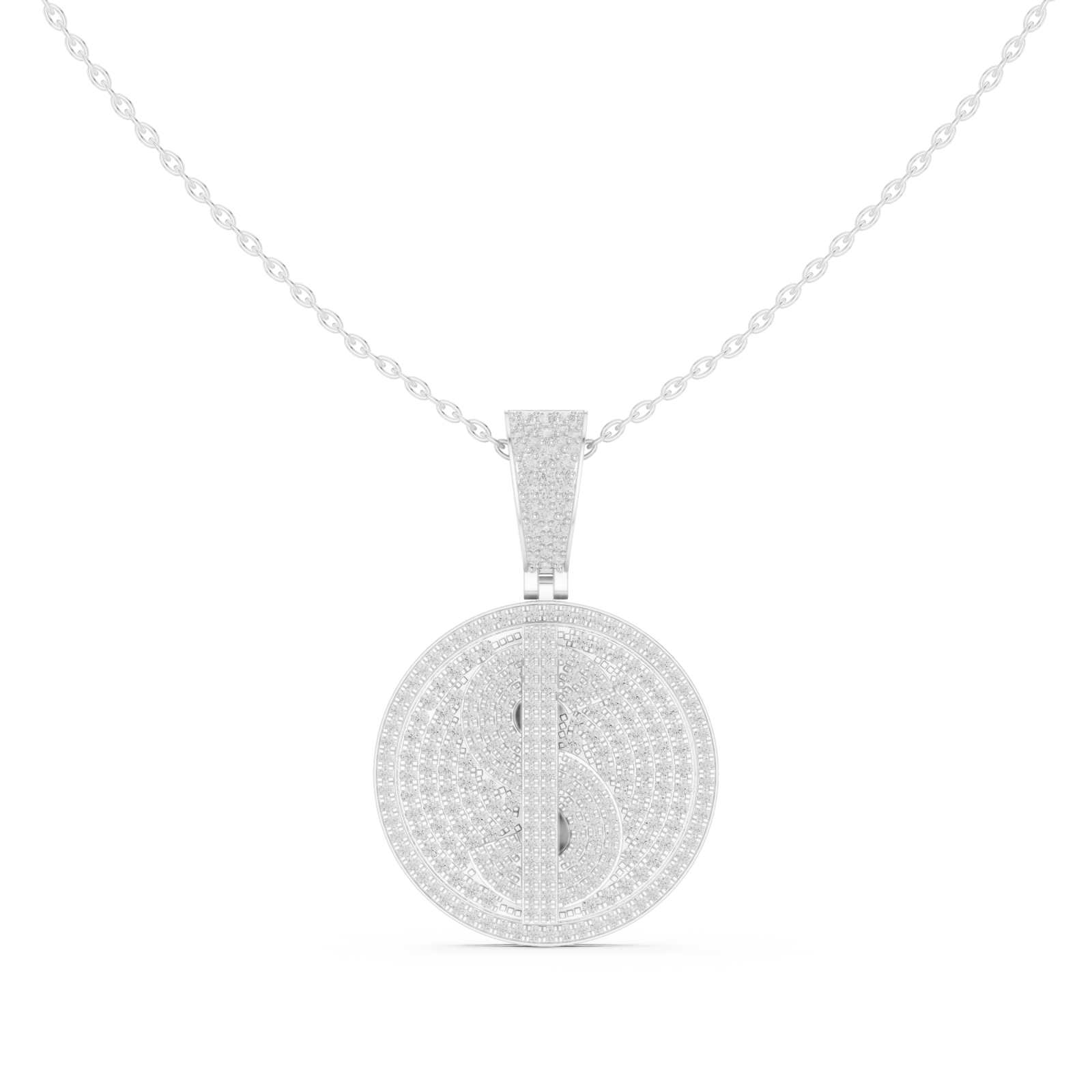  White Gold Celestial Harmony Medallion Pendant Front View