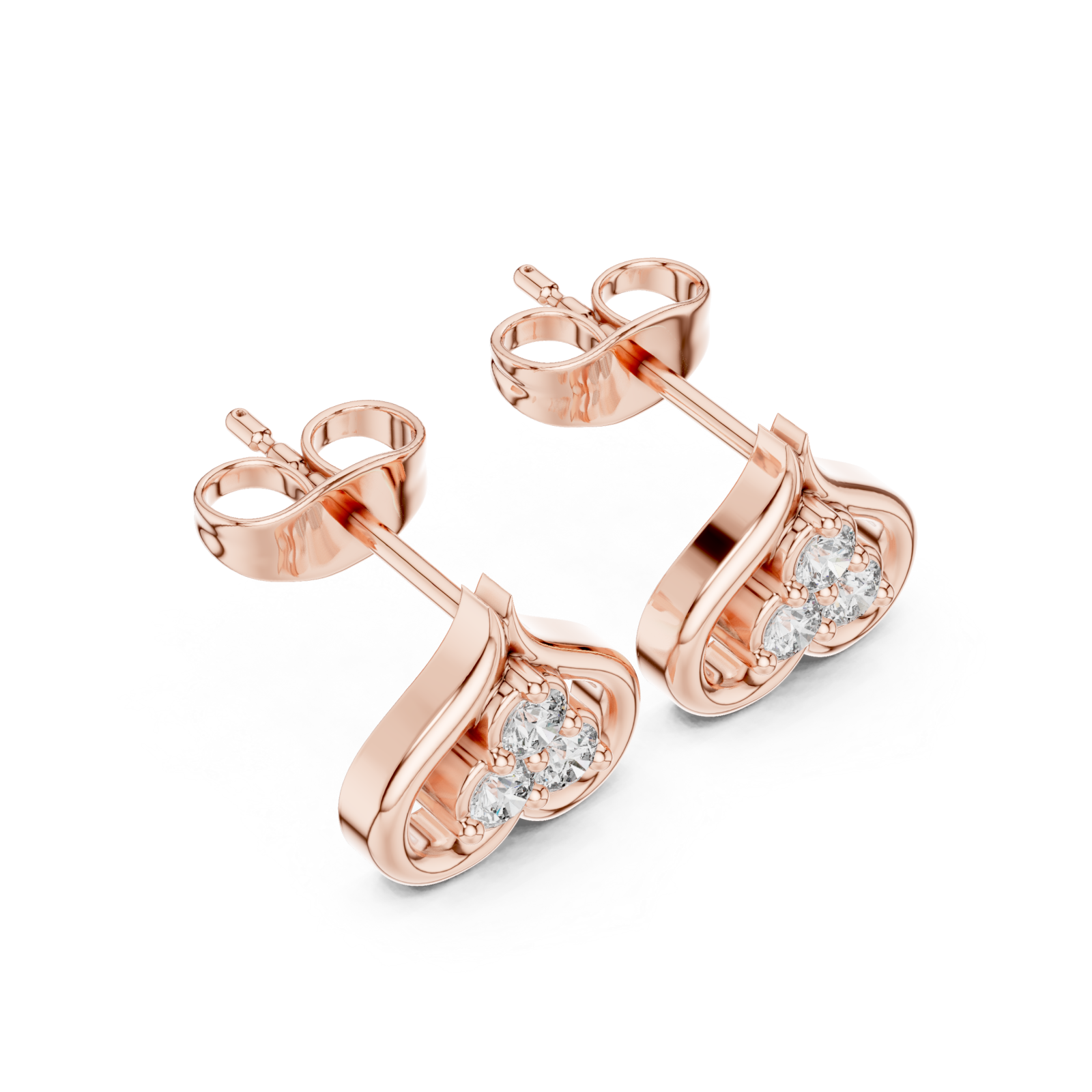  Rose Gold Radiant Twist Petite Earrings Right View