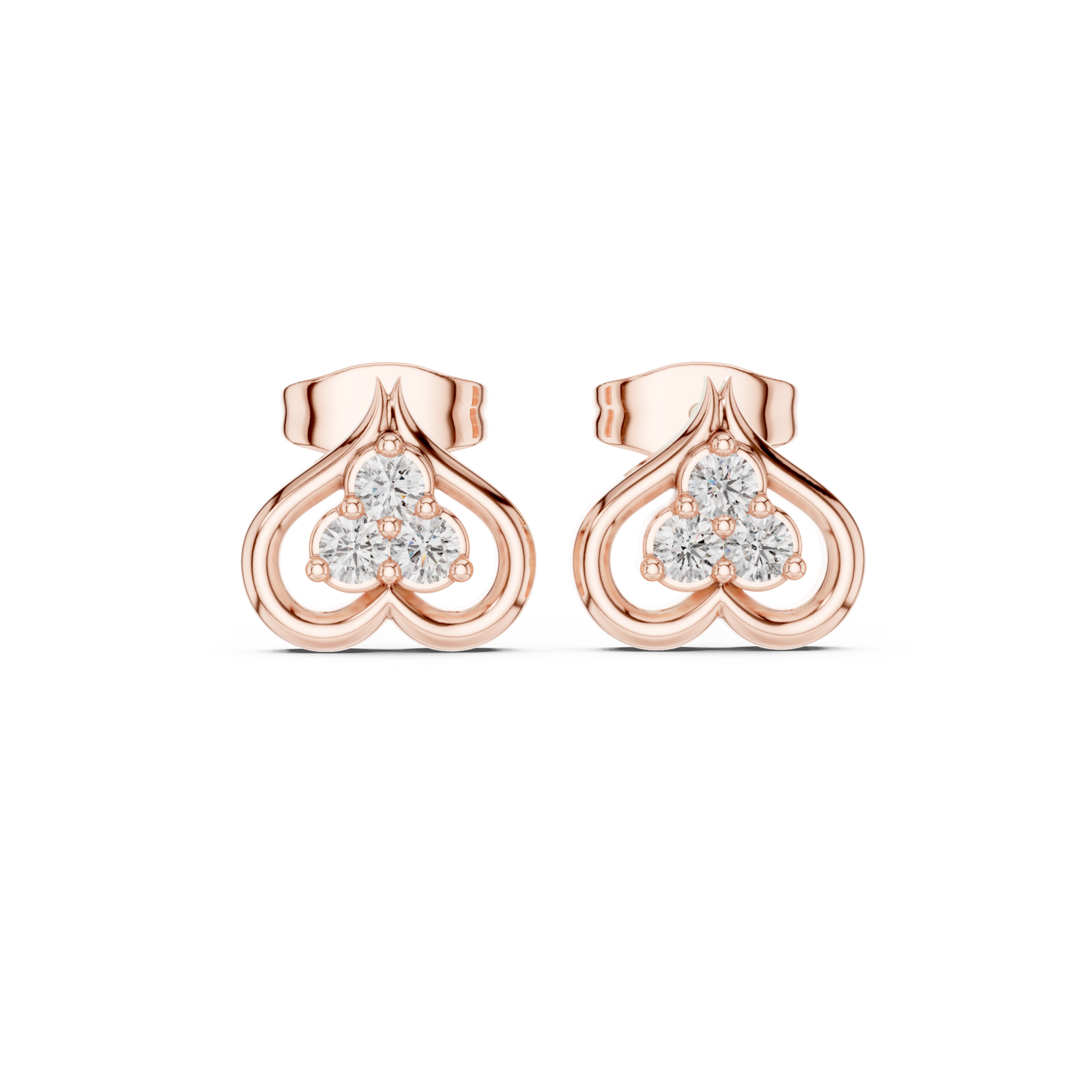  Rose Gold Radiant Twist Petite Earrings Front View