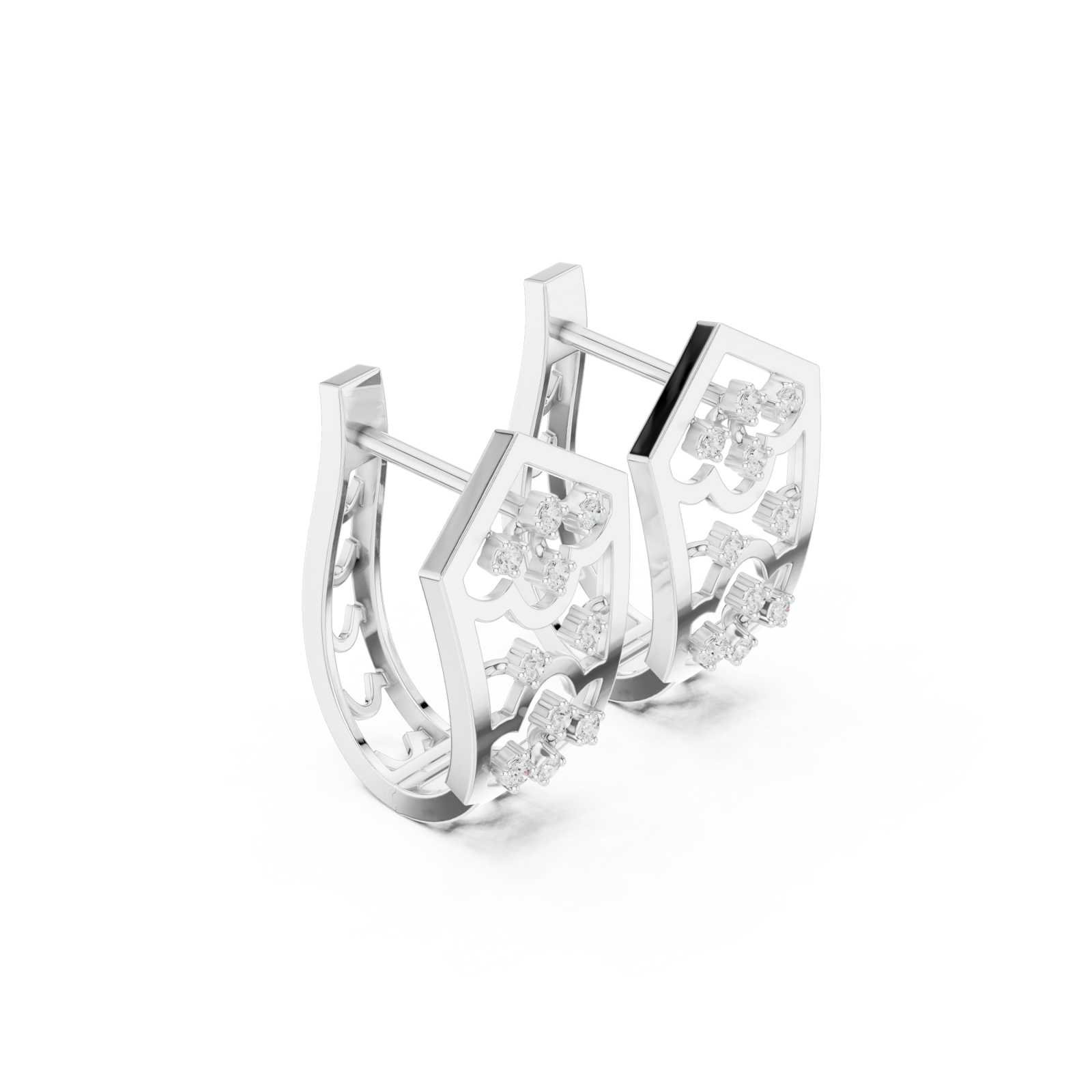  White Gold Radiant Twist Petite Earrings Left View