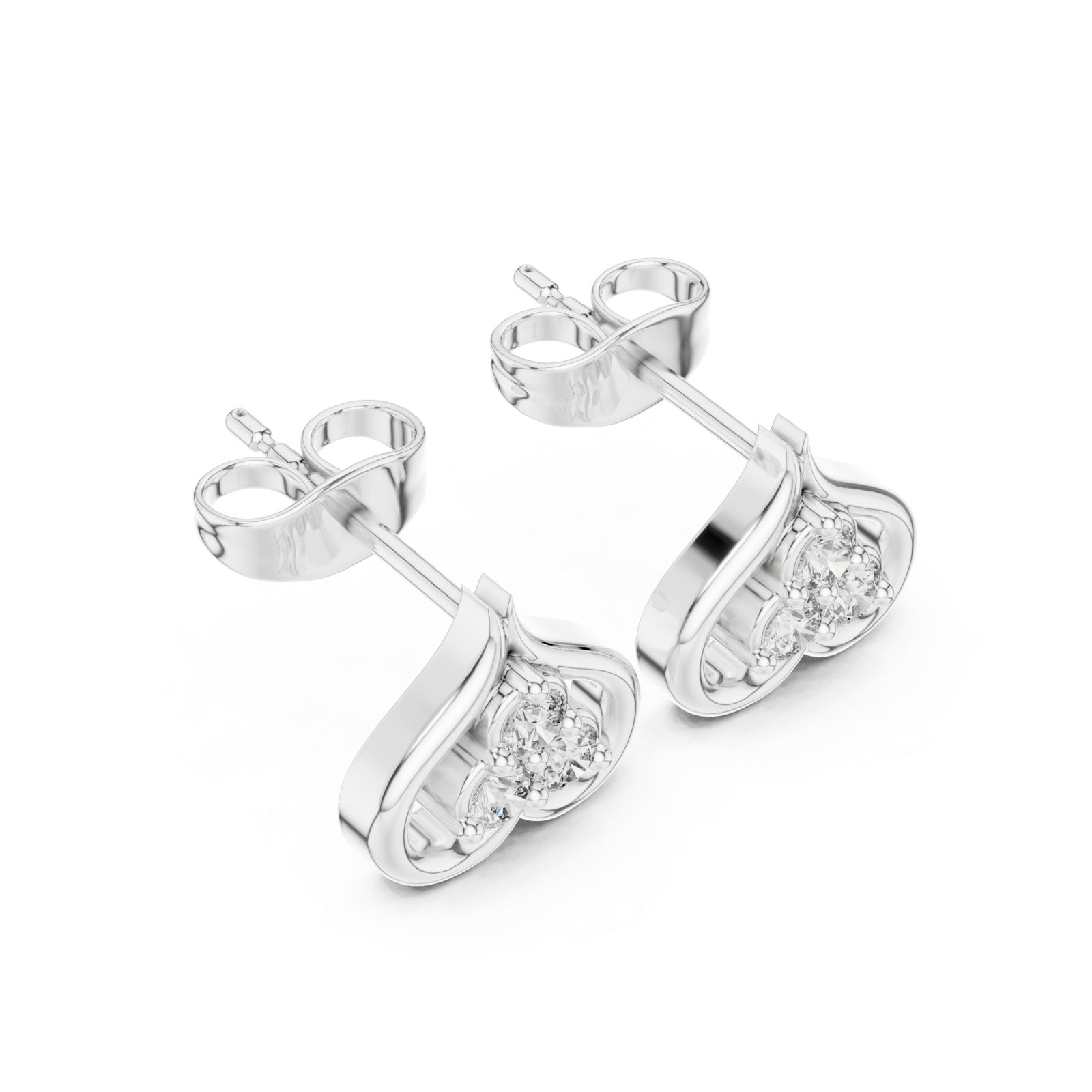  White Gold Radiant Twist Petite Earrings Right View