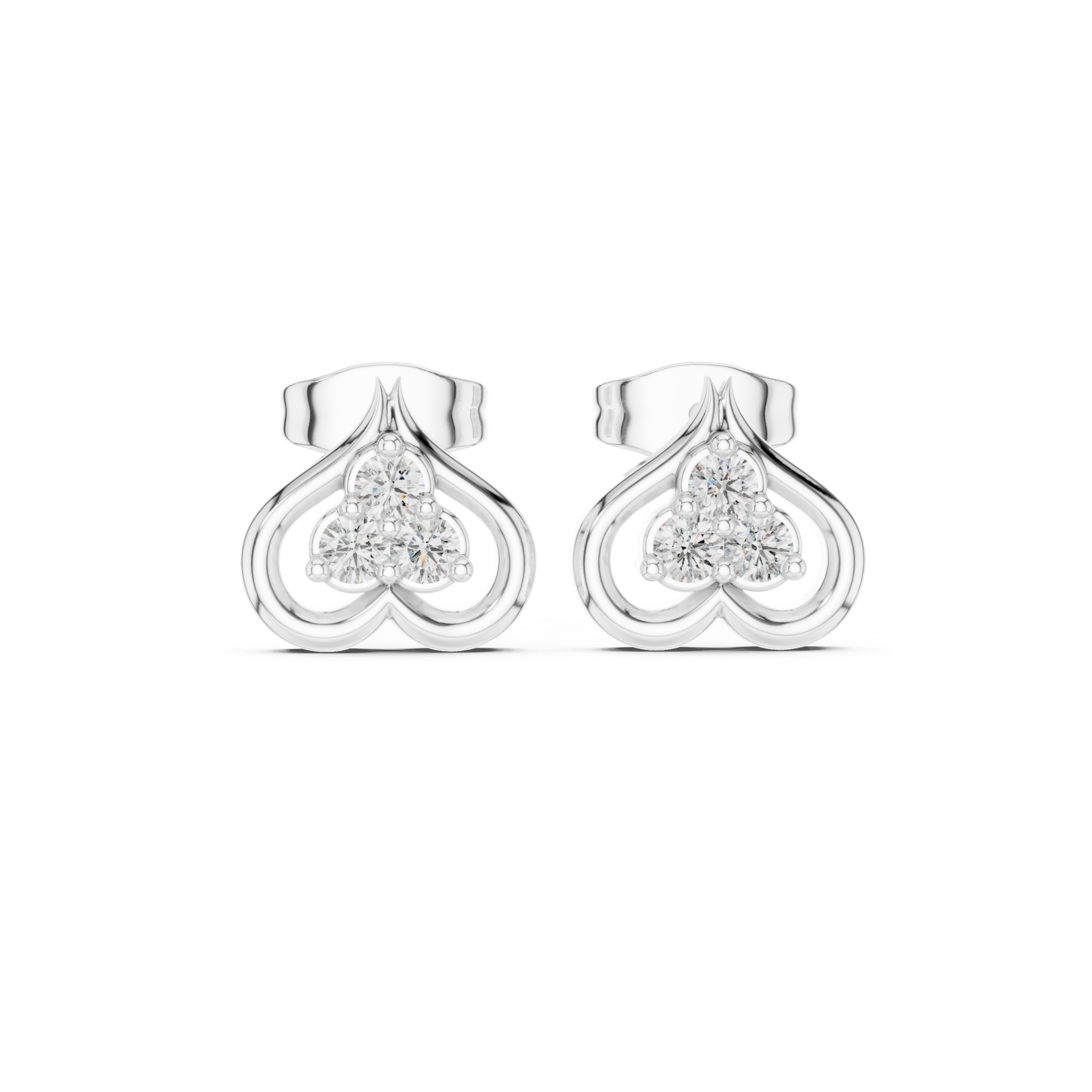  White Gold Radiant Twist Petite Earrings Front View