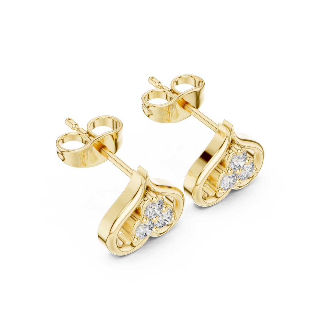 Gold Radiant Twist Petite Earrings Right View