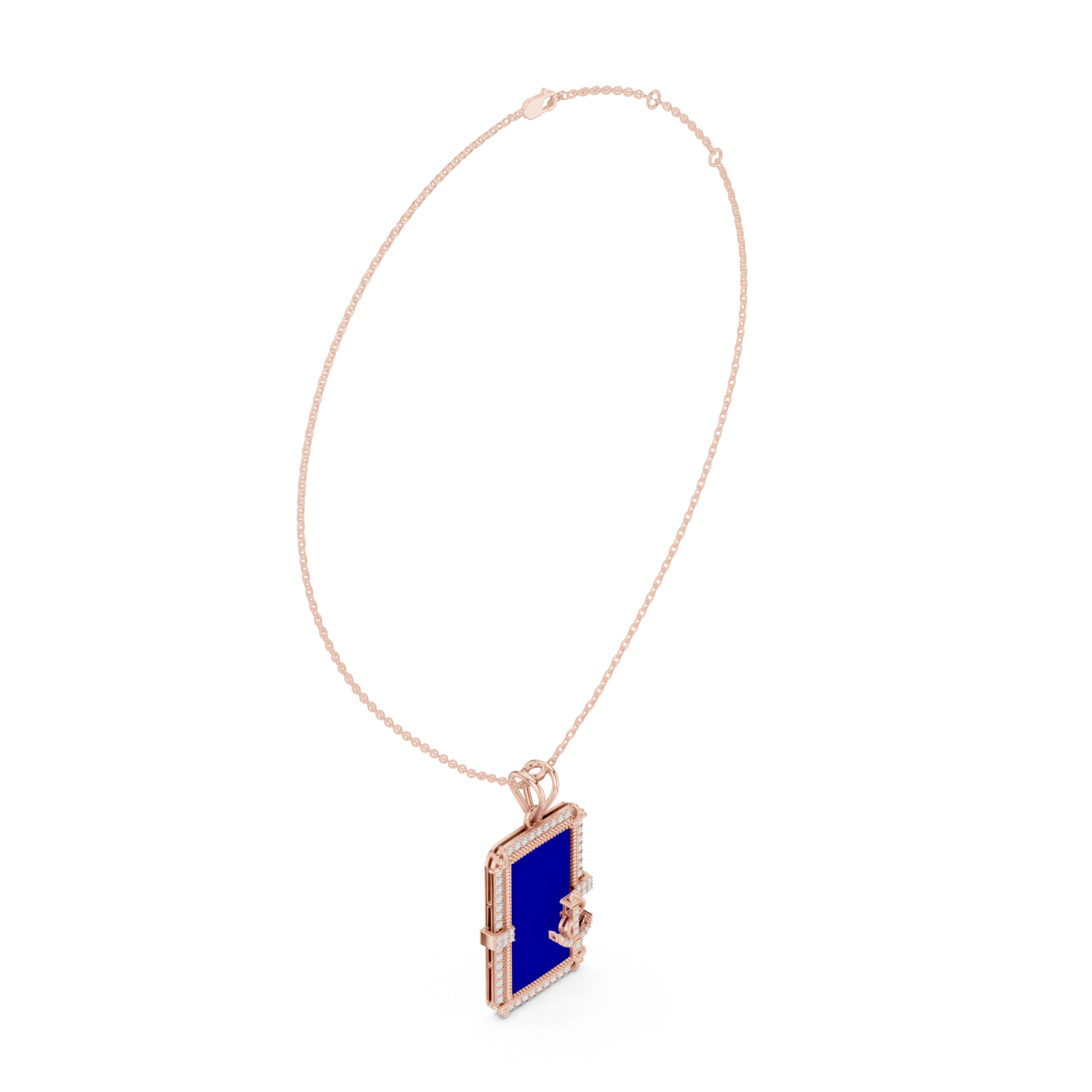  Rose Gold Serene Contour Panel Chain Necklace Left View