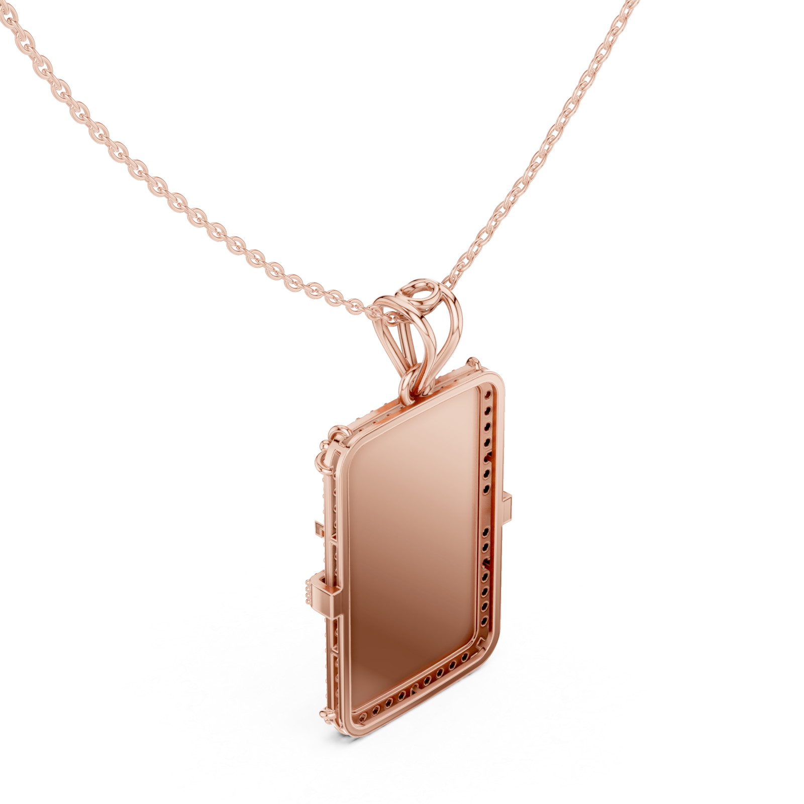  Rose Gold Serene Contour Panel Chain Necklace Right View