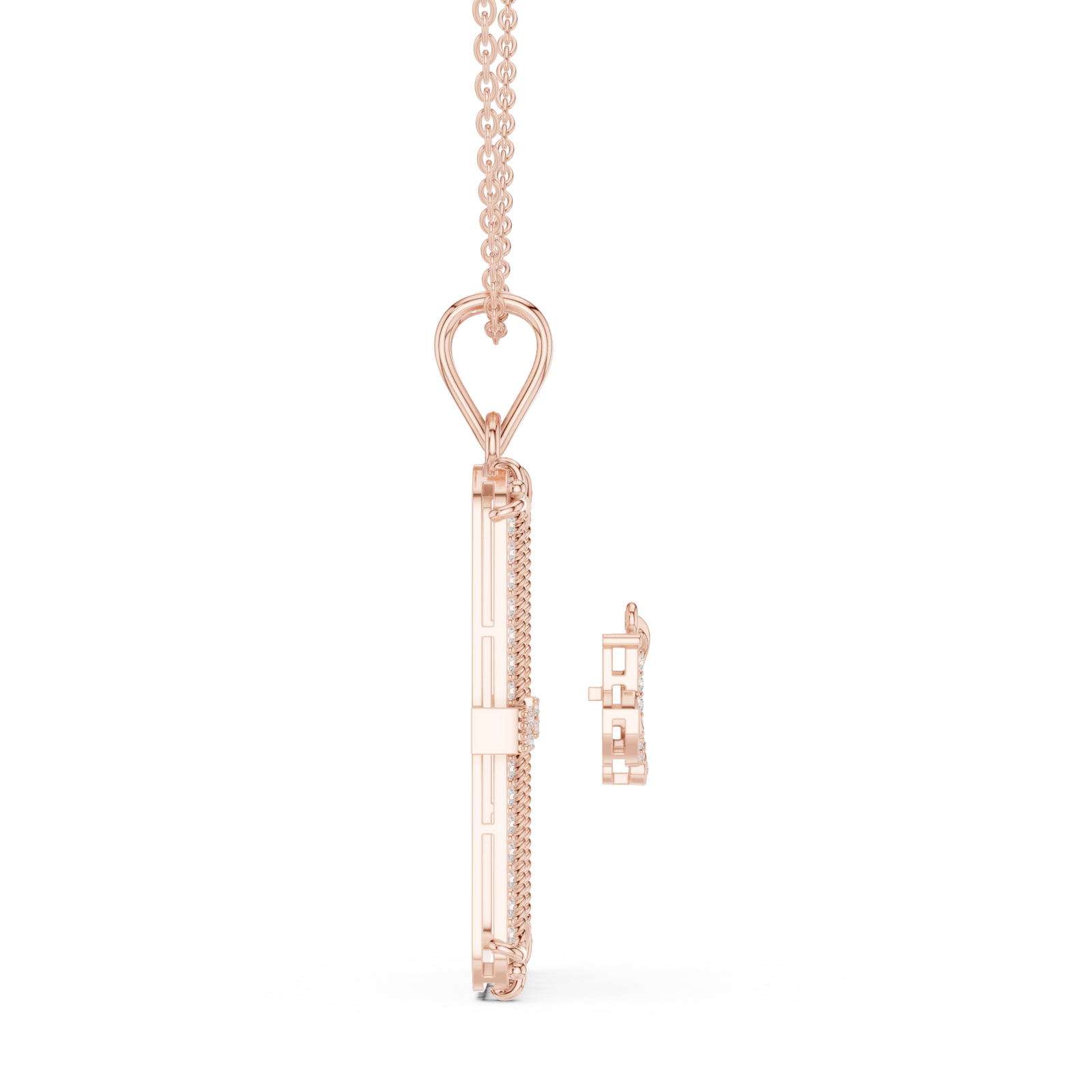  Rose Gold Serene Contour Panel Chain Necklace Side View