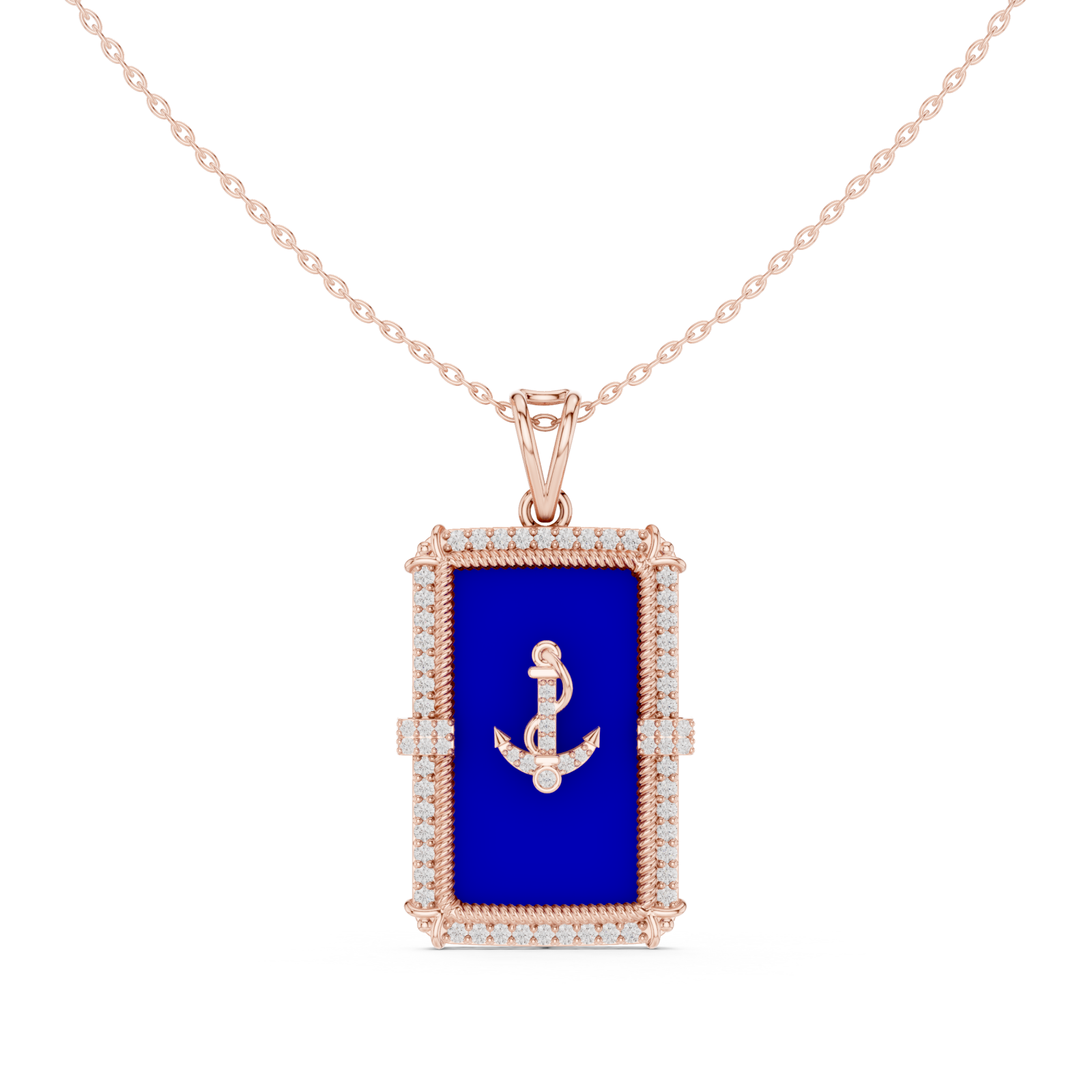  Rose Gold Serene Contour Panel Chain Necklace Front View