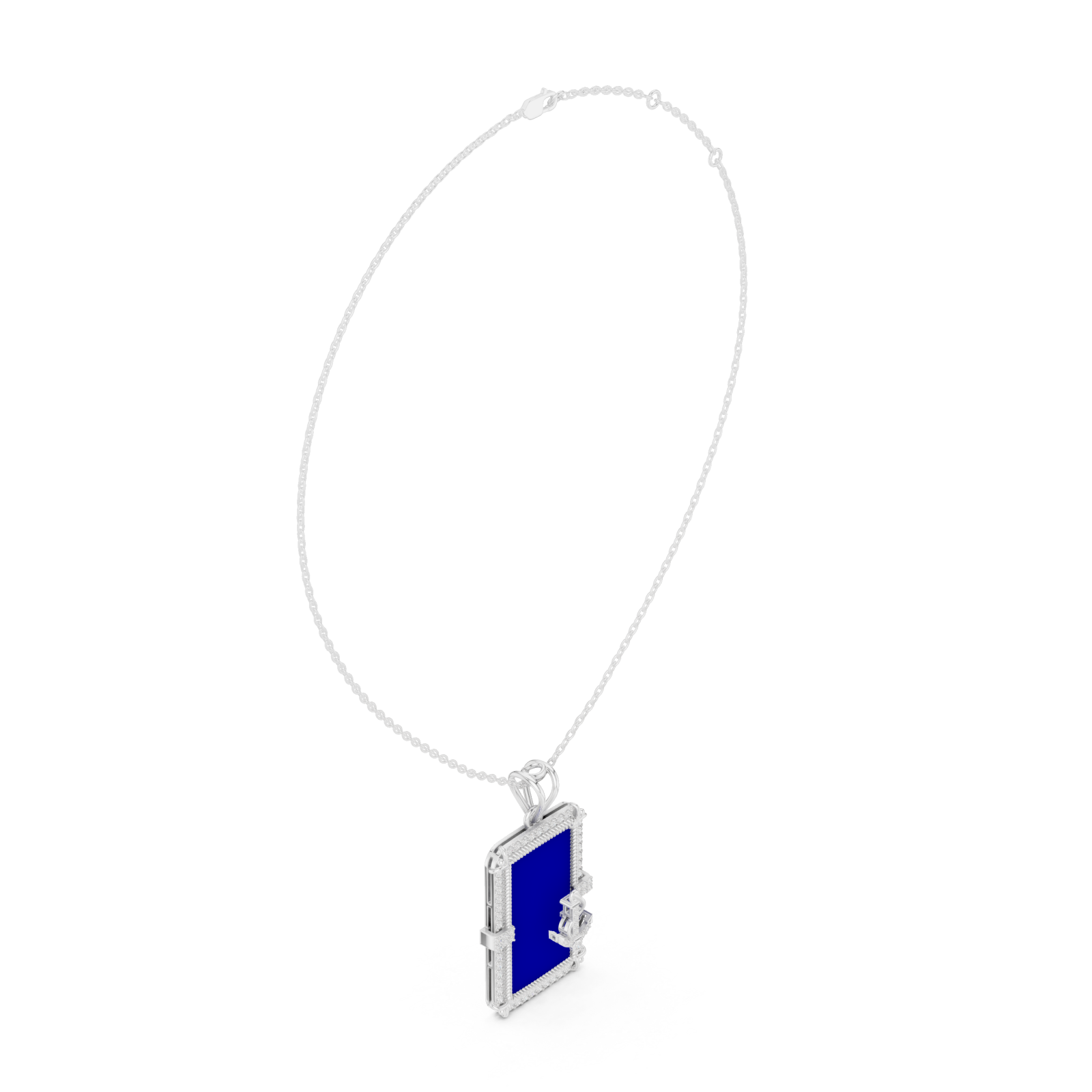  White Gold Serene Contour Panel Chain Necklace Left View