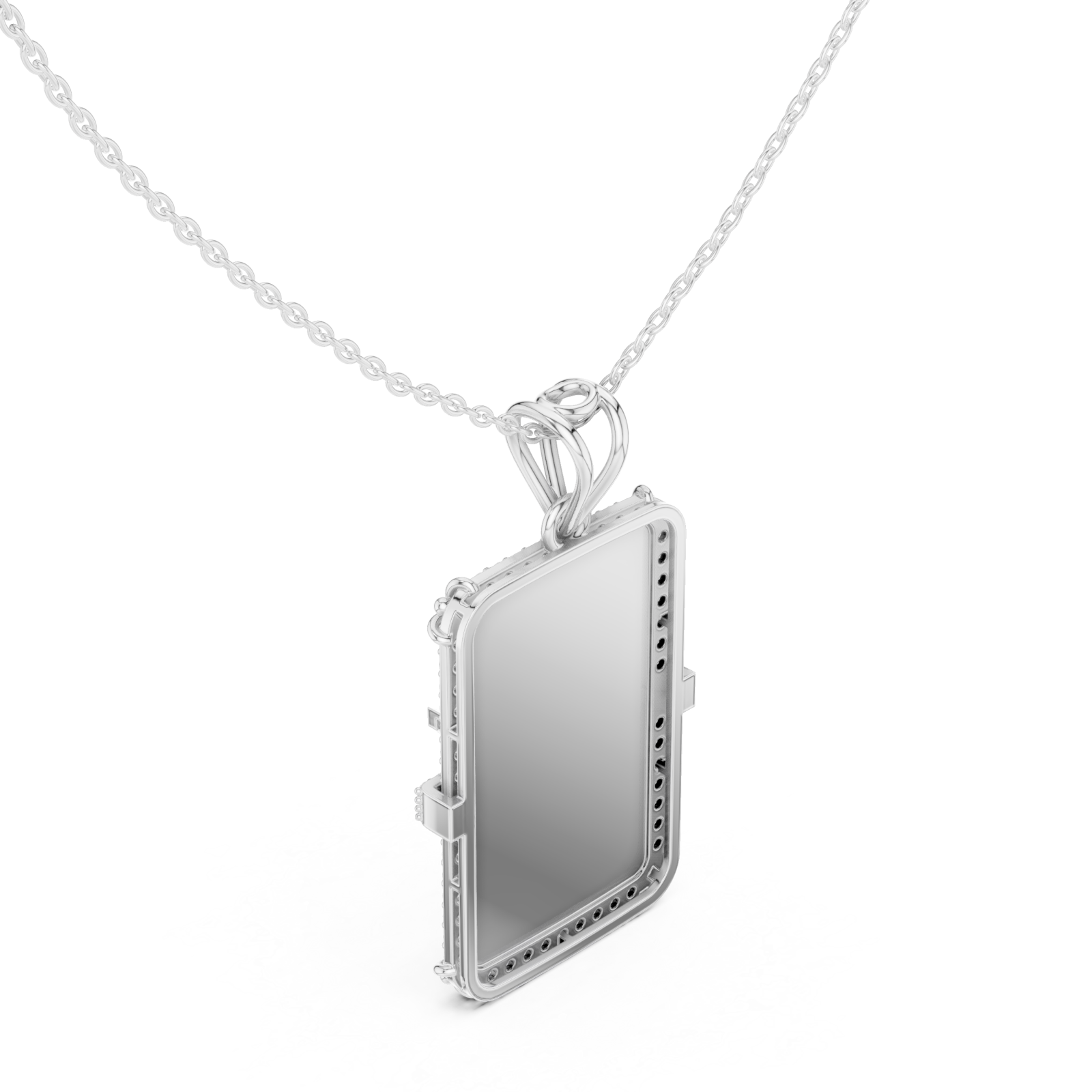  White Gold Serene Contour Panel Chain Necklace Right View