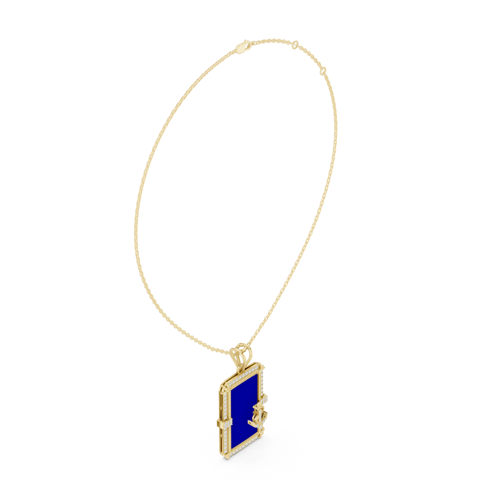  Gold Serene Contour Panel Chain Necklace Left View