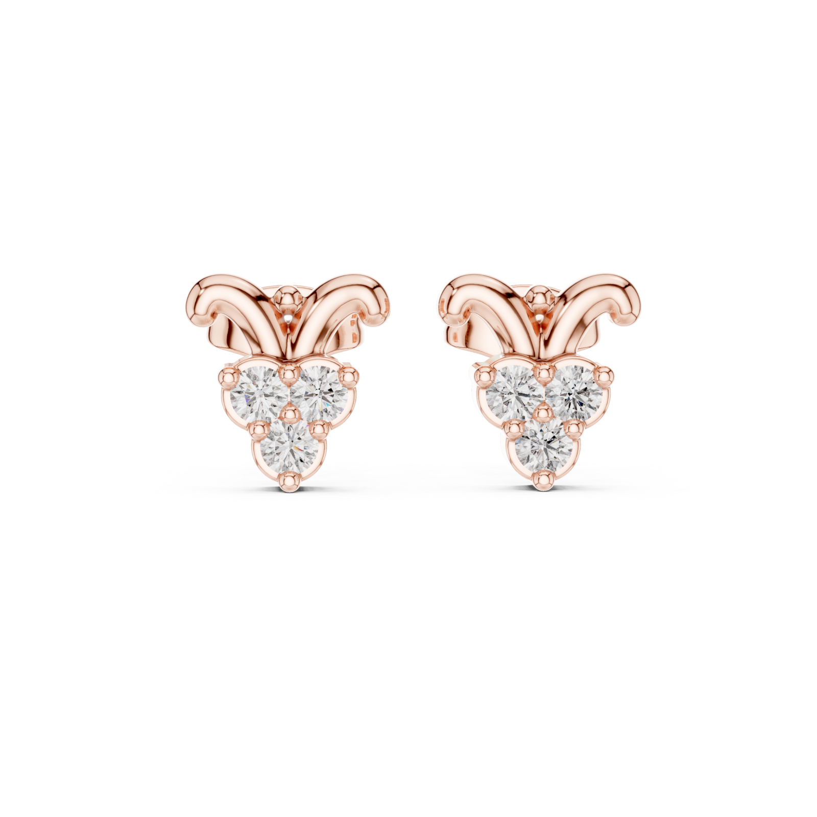  Rose Gold Petite Radiant Blossom Earrings Front View