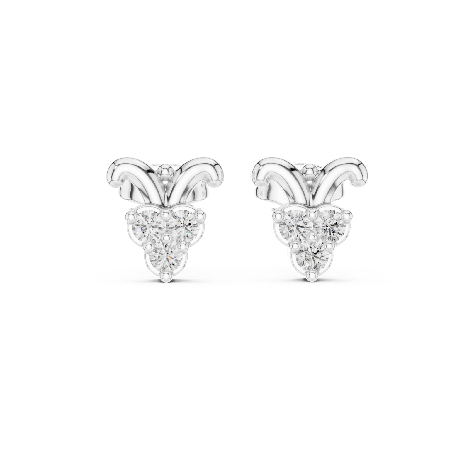  White Gold Petite Radiant Blossom Earrings Front View