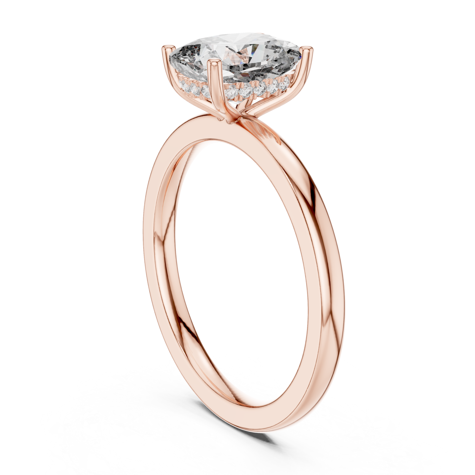  Rose Gold Radiant Embrace Modern Cushion Solitaire Engagement Ring Left View