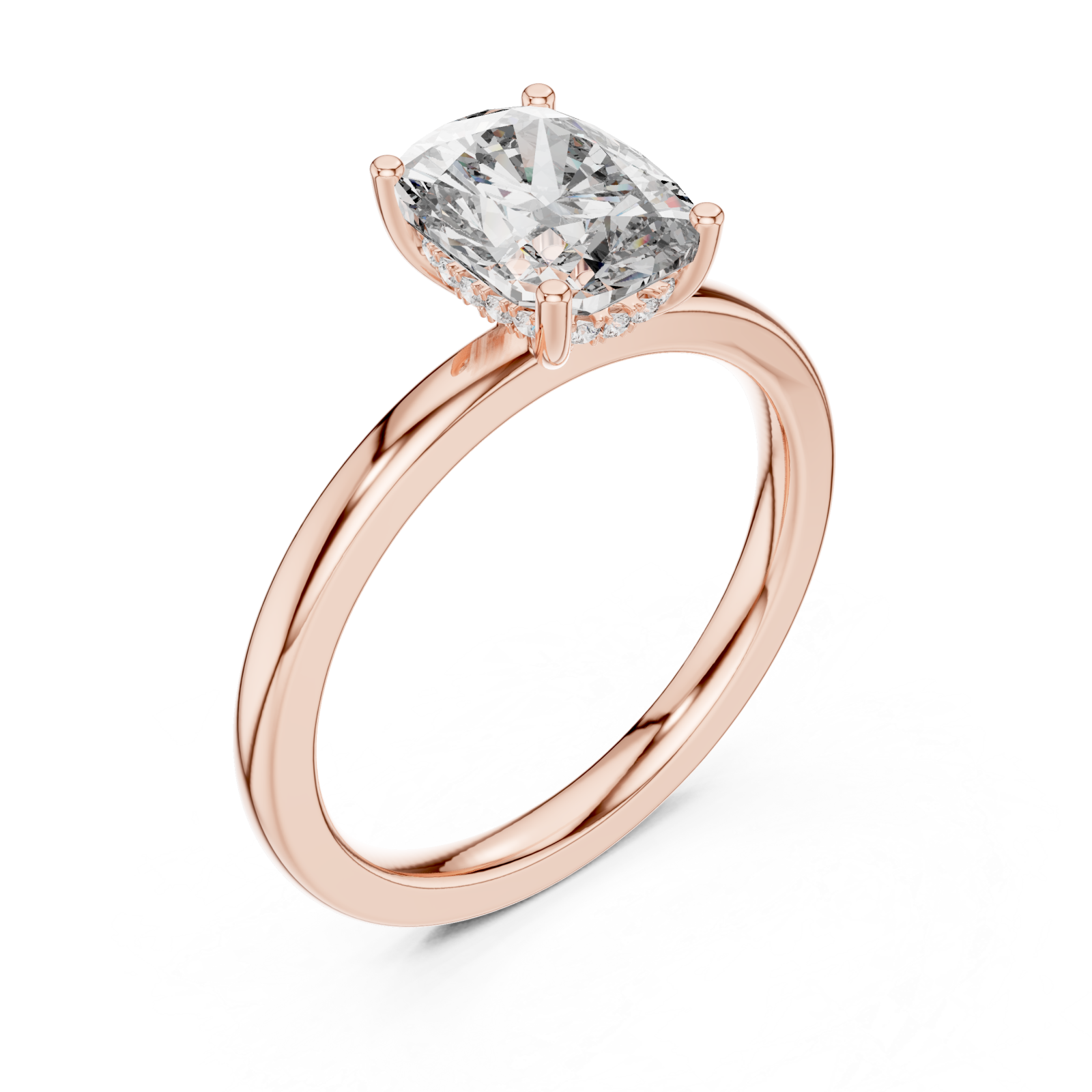  Rose Gold Radiant Embrace Modern Cushion Solitaire Engagement Ring Right View