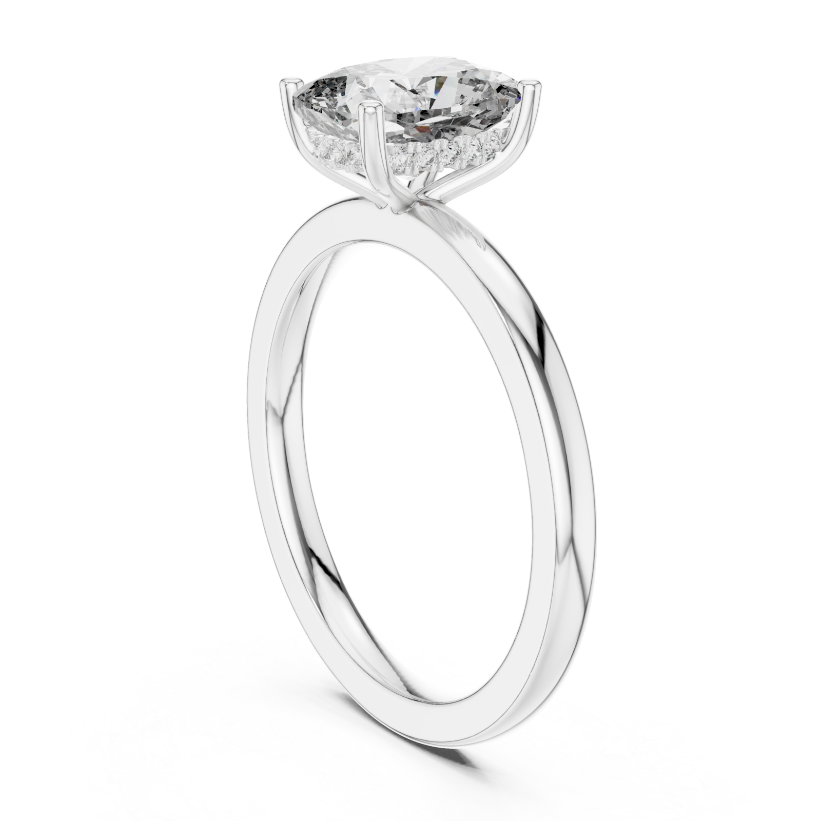  White Gold Radiant Embrace Modern Cushion Solitaire Engagement Ring Left View