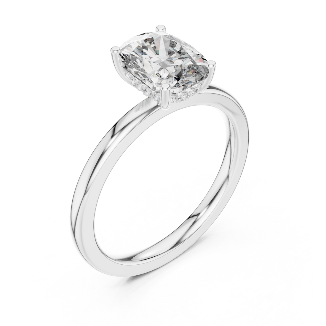  White Gold Radiant Embrace Modern Cushion Solitaire Engagement Ring Right View