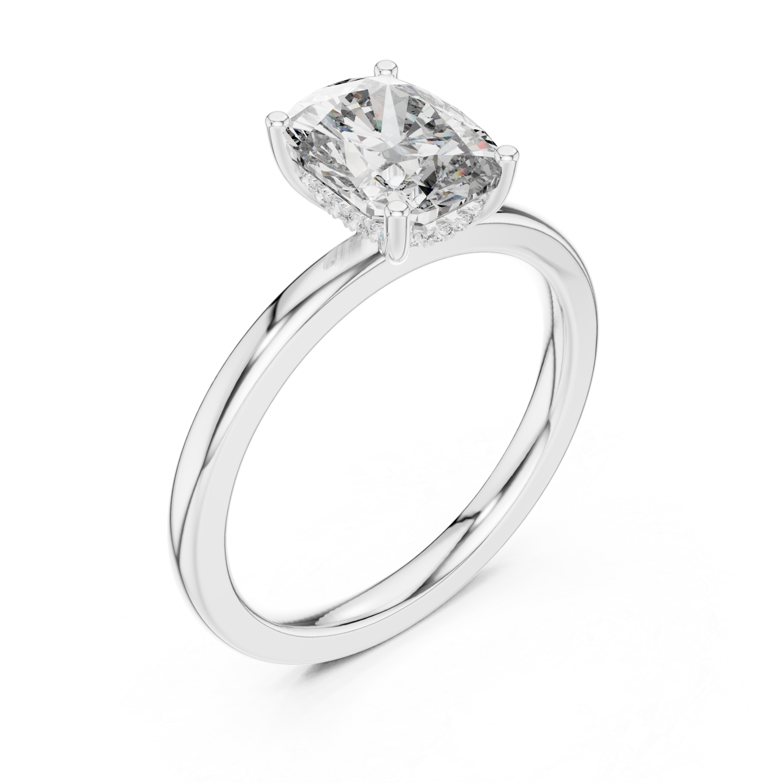  White Gold Radiant Embrace Modern Cushion Solitaire Engagement Ring Right View
