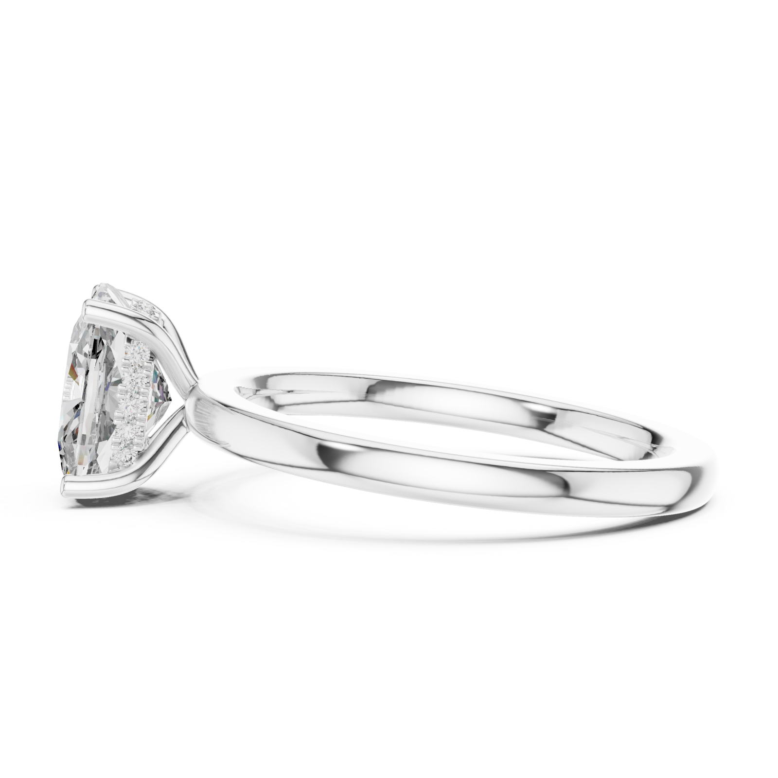  White Gold Radiant Embrace Modern Cushion Solitaire Engagement Ring Side View