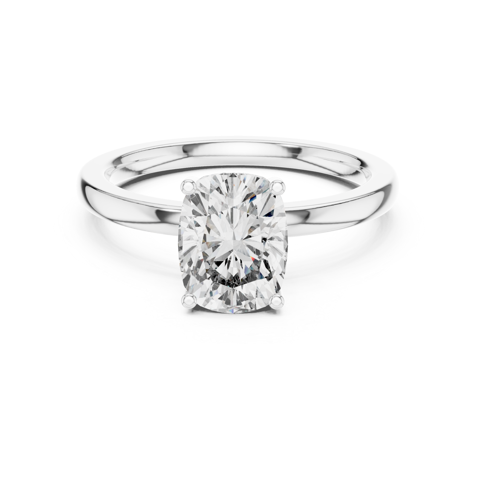  White Gold Radiant Embrace Modern Cushion Solitaire Engagement Ring Front View