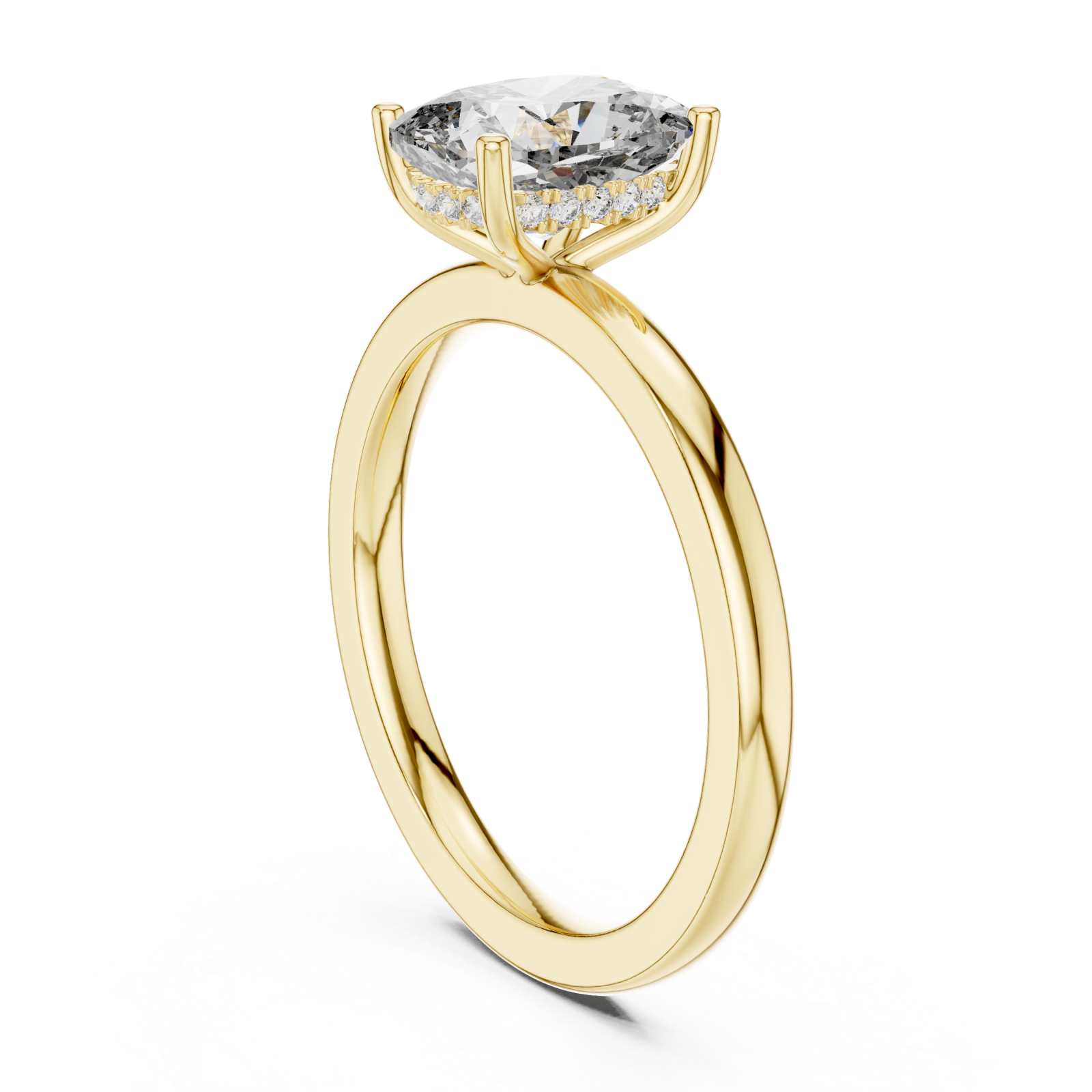  Gold Radiant Embrace Modern Cushion Solitaire Engagement Ring Left View