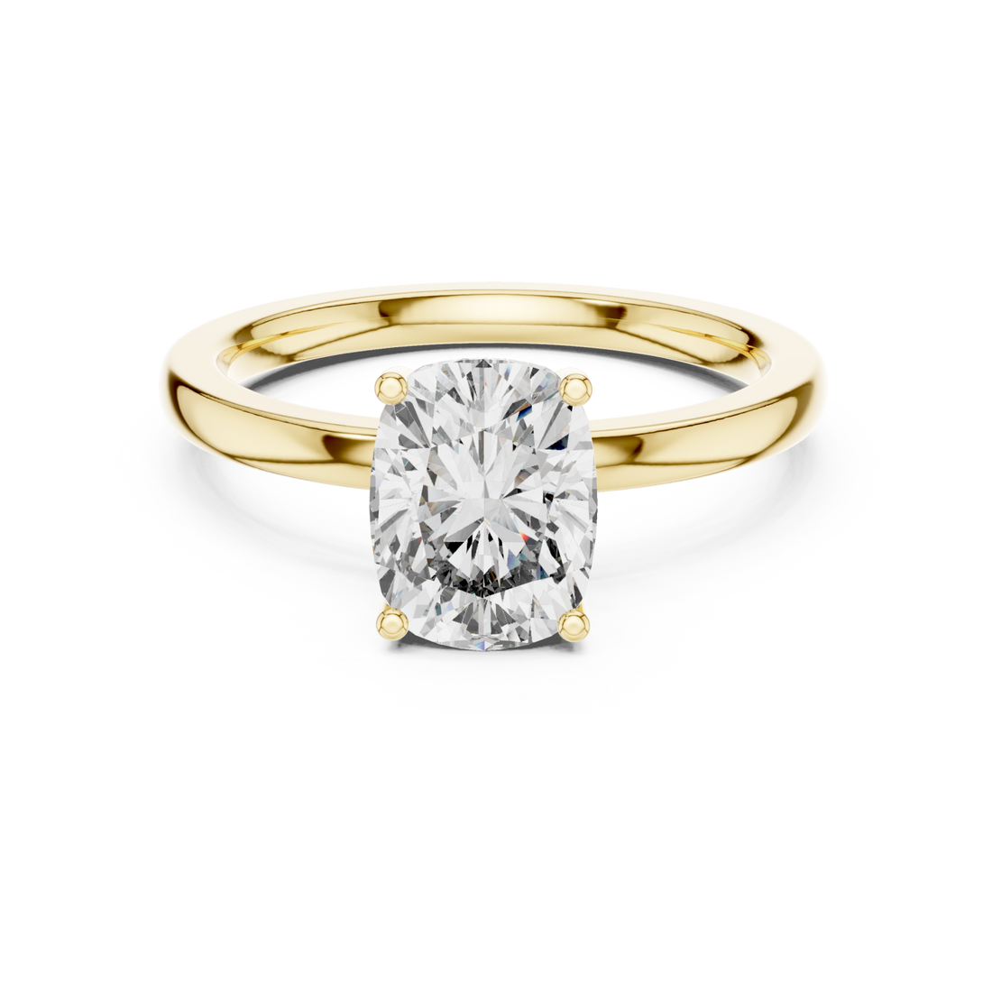 Gold Radiant Embrace Modern Cushion Solitaire Engagement Ring Right View