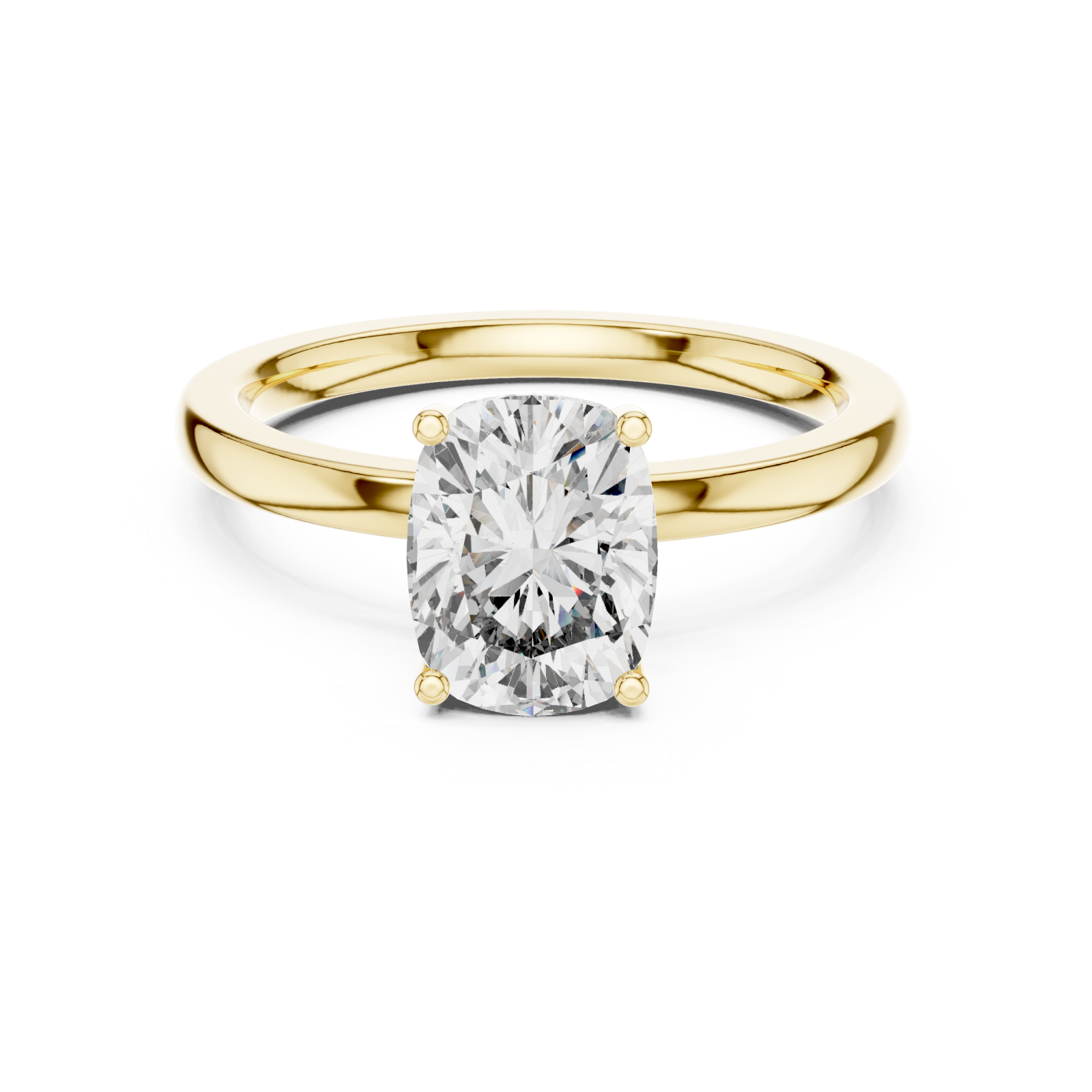  Gold Radiant Embrace Modern Cushion Solitaire Engagement Ring Front View