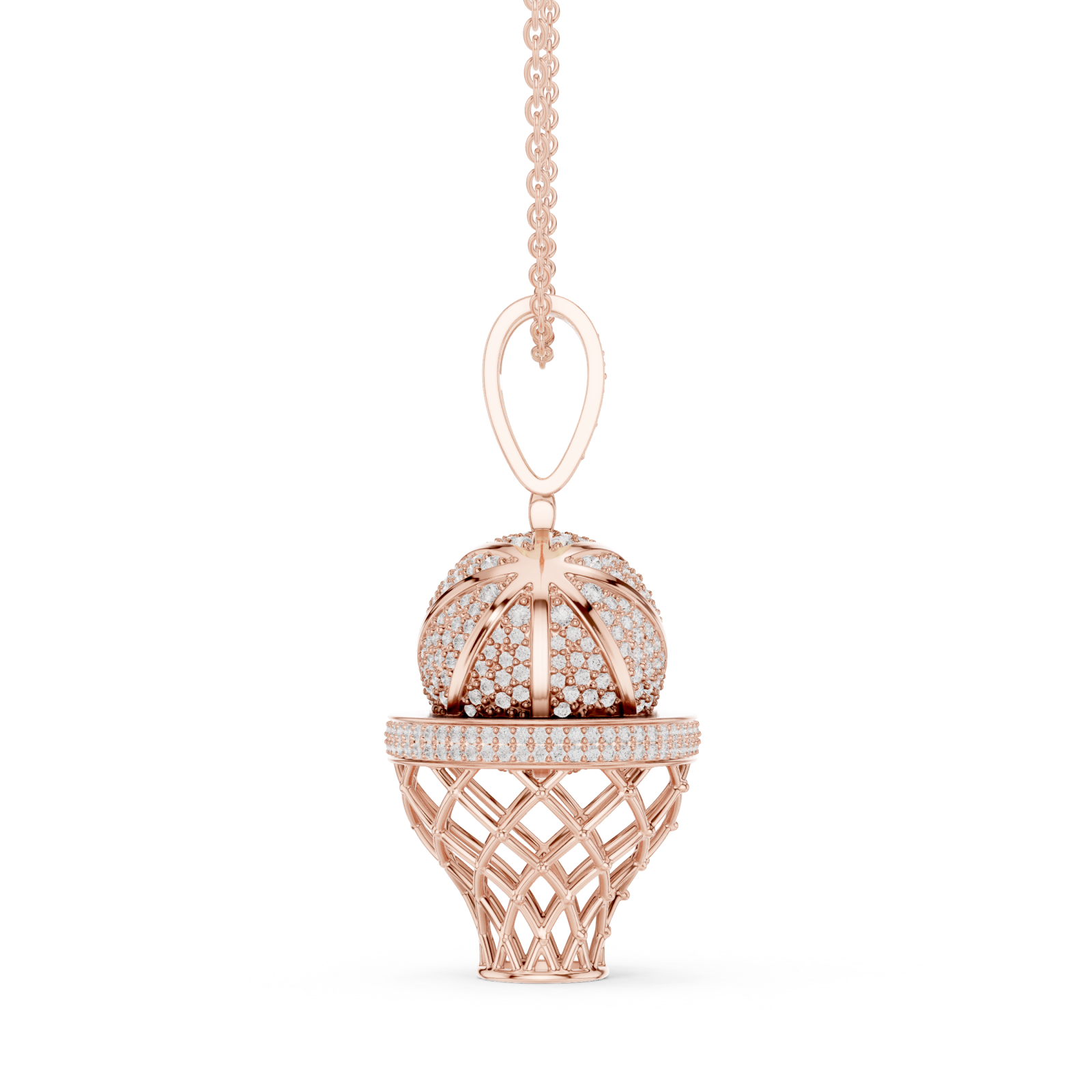  Rose Gold Luminous Orb Delight Chain Necklace Side View