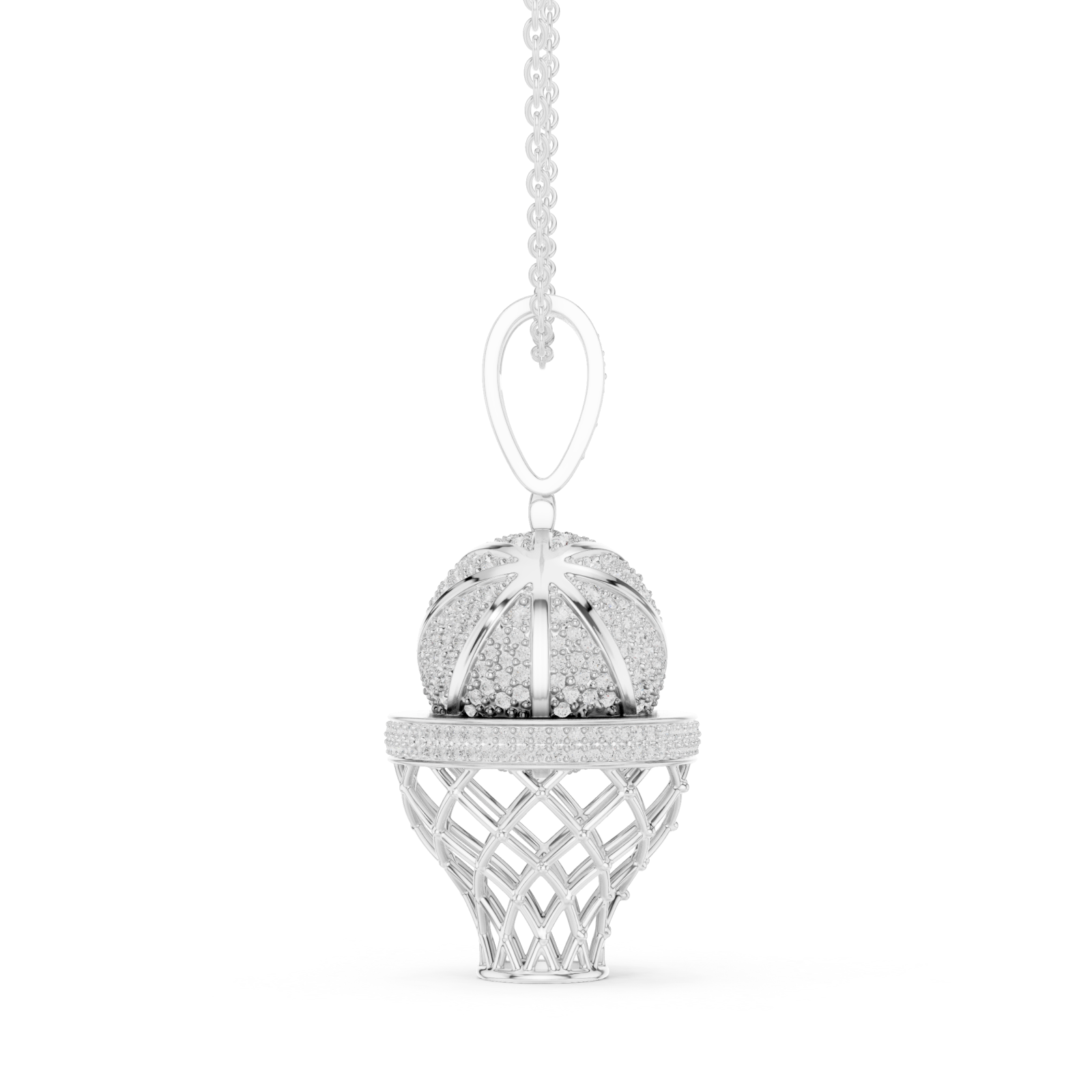  White Gold Luminous Orb Delight Chain Necklace Side View