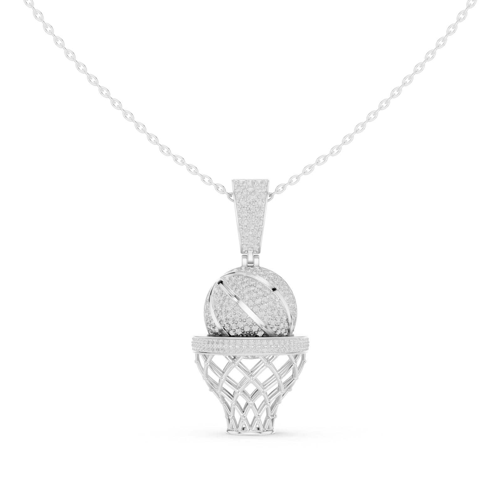  White Gold Luminous Orb Delight Chain Necklace Front View
