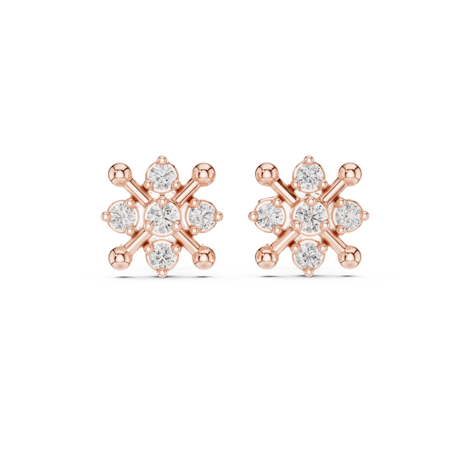  Rose Gold Twilight Aura Stud Earrings Front View