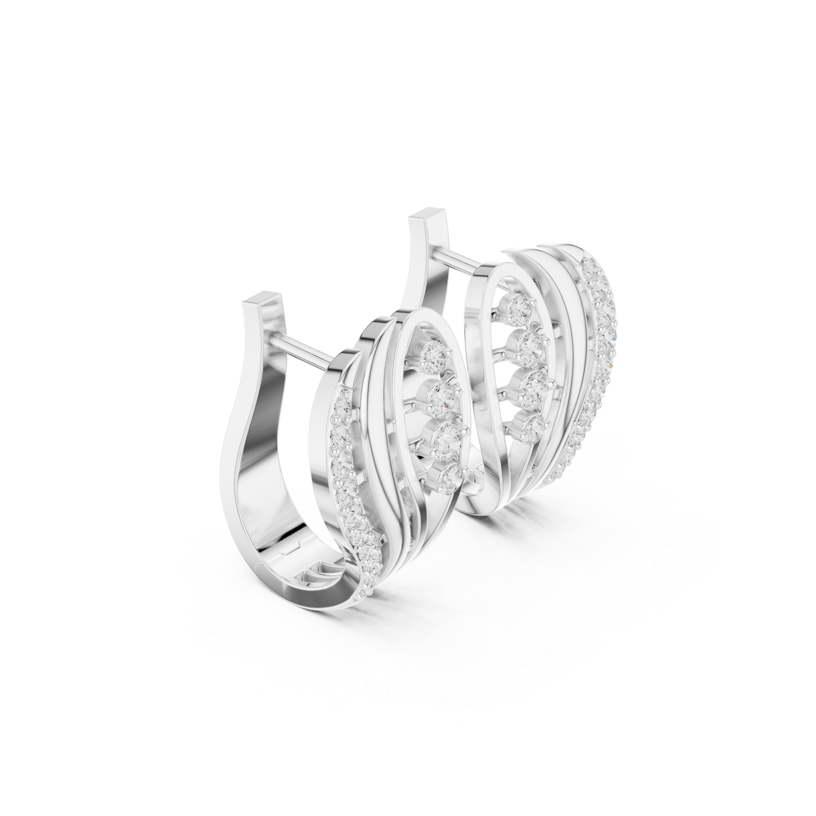  White Gold Twilight Aura Stud Earrings Left View