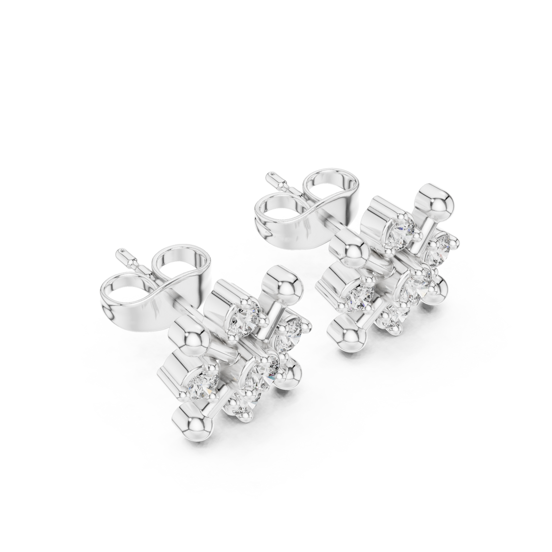  White Gold Twilight Aura Stud Earrings Right View
