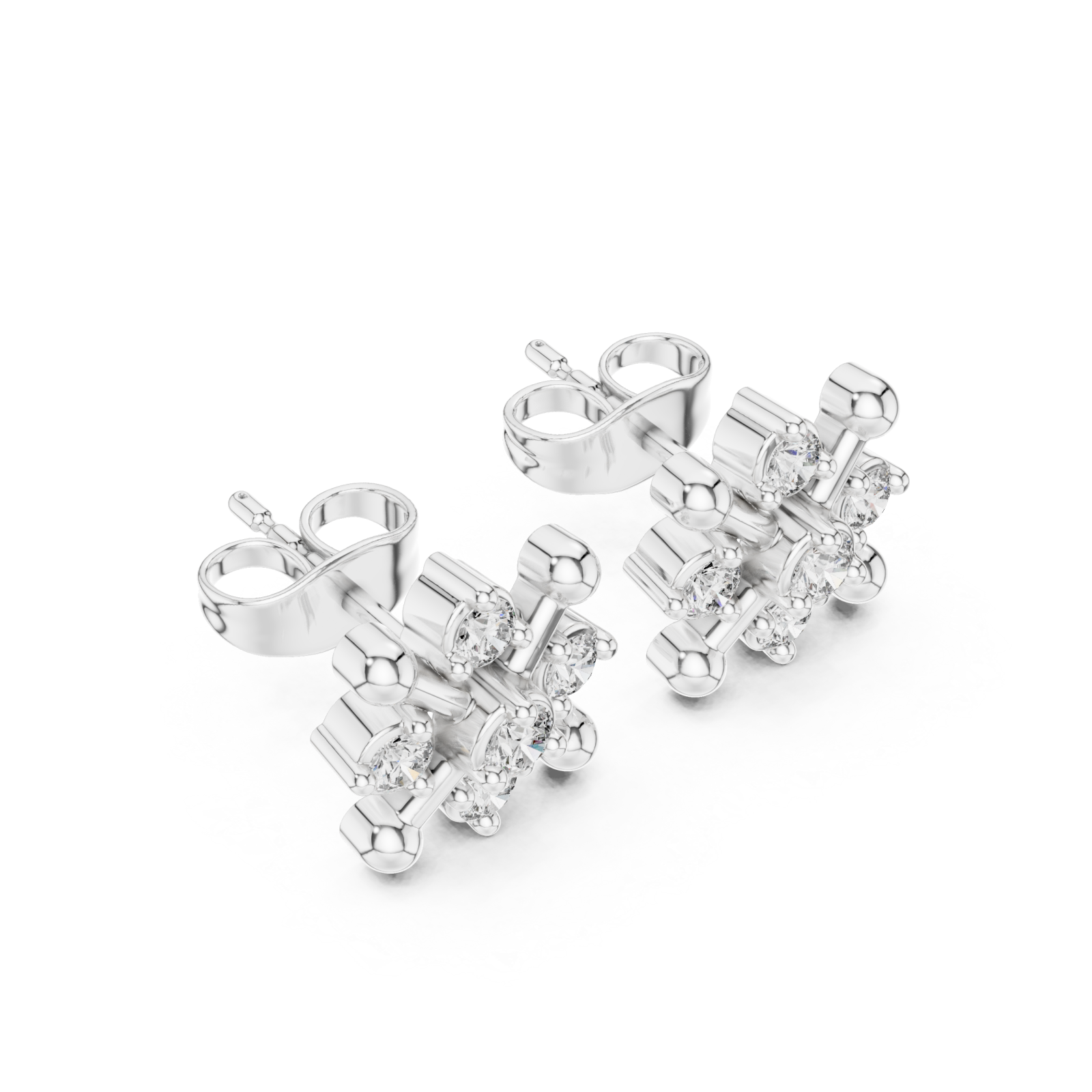  White Gold Twilight Aura Stud Earrings Right View