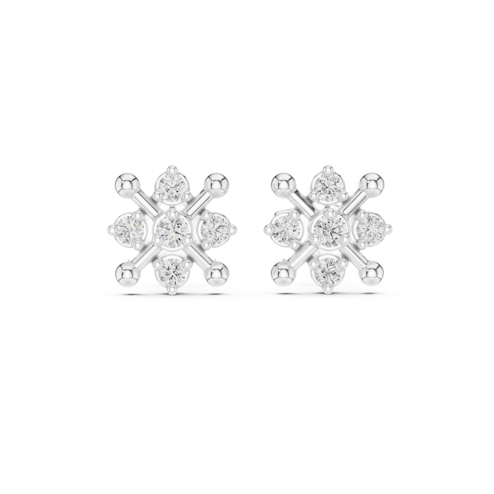  White Gold Twilight Aura Stud Earrings Front View