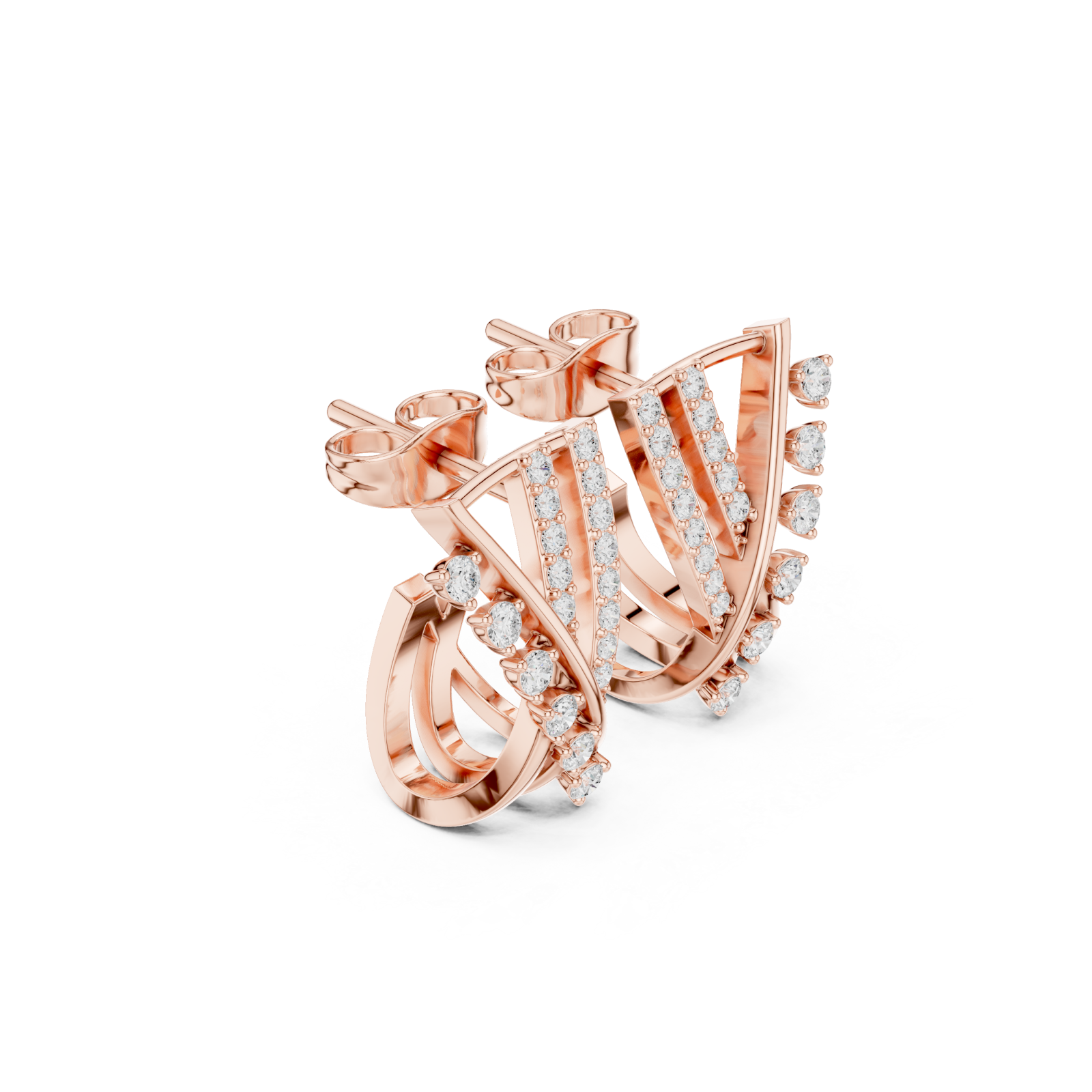  Rose Gold Radiant Arc Stud Earrings Left View