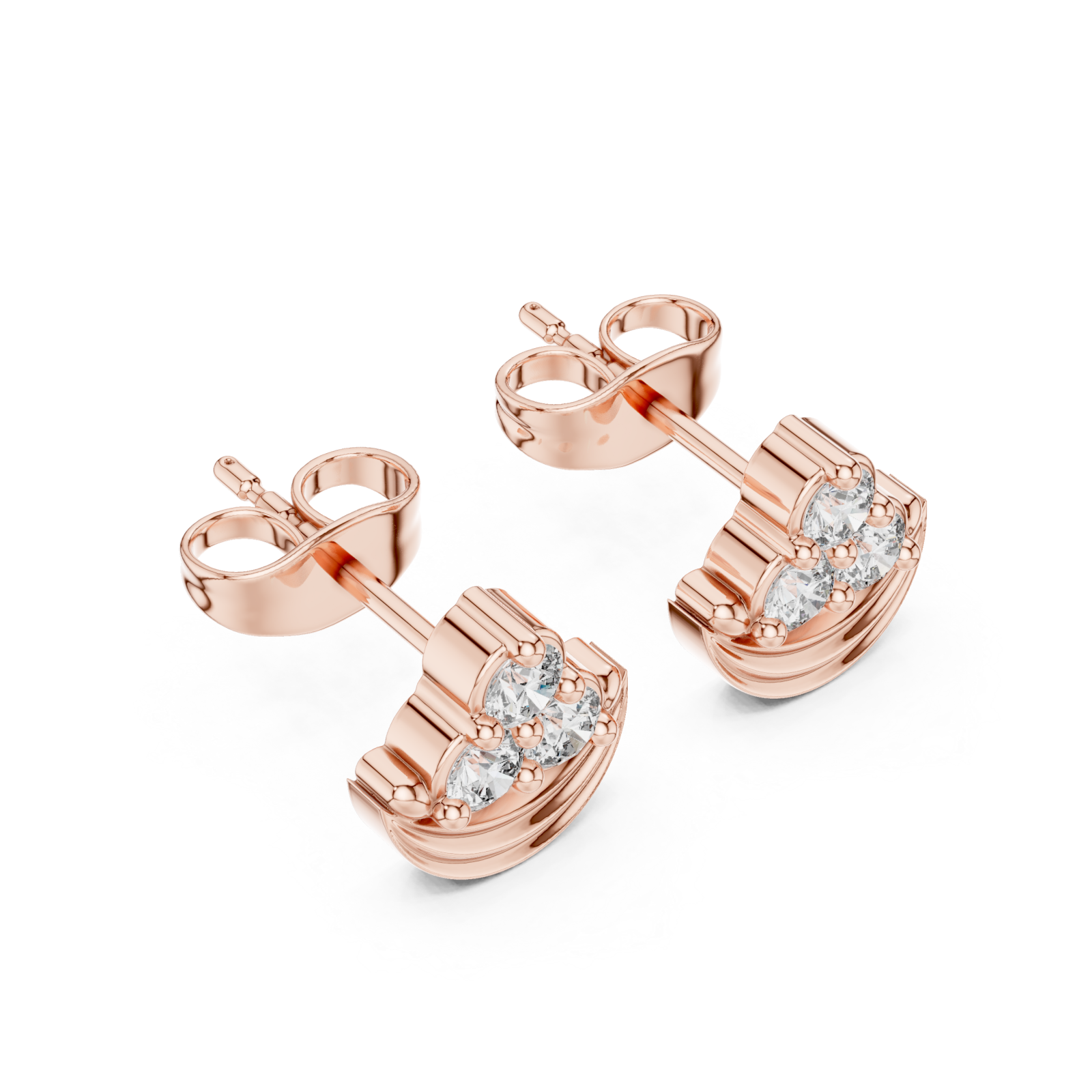  Rose Gold Radiant Arc Stud Earrings Right View