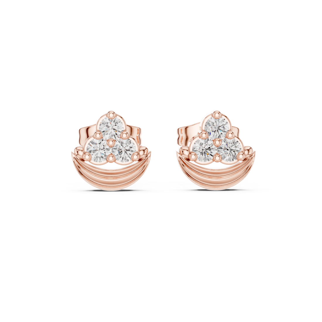  Rose Gold Radiant Arc Stud Earrings Right View