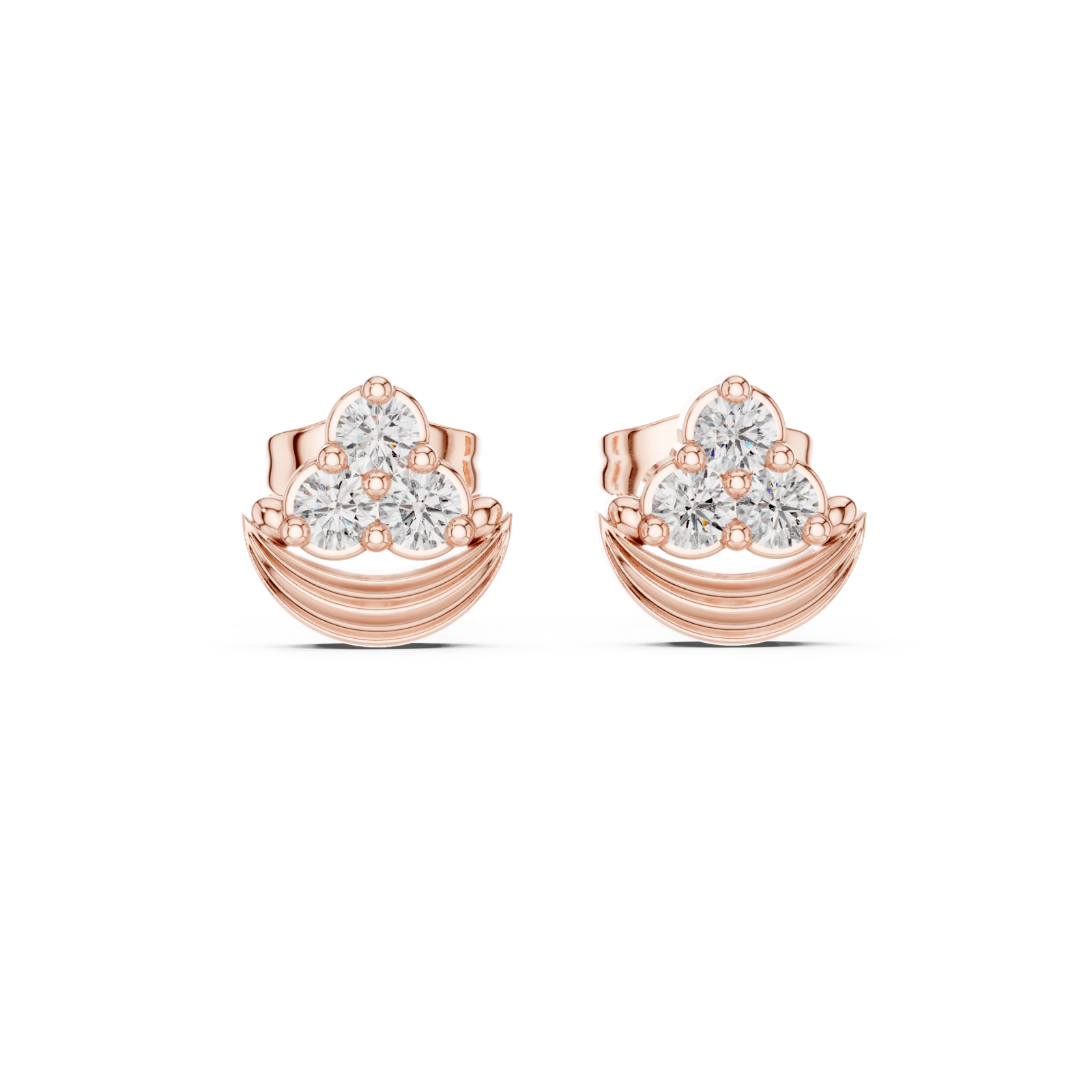  Rose Gold Radiant Arc Stud Earrings Front View
