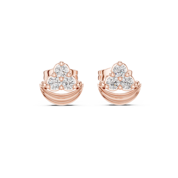  Rose Gold Radiant Arc Stud Earrings Front View