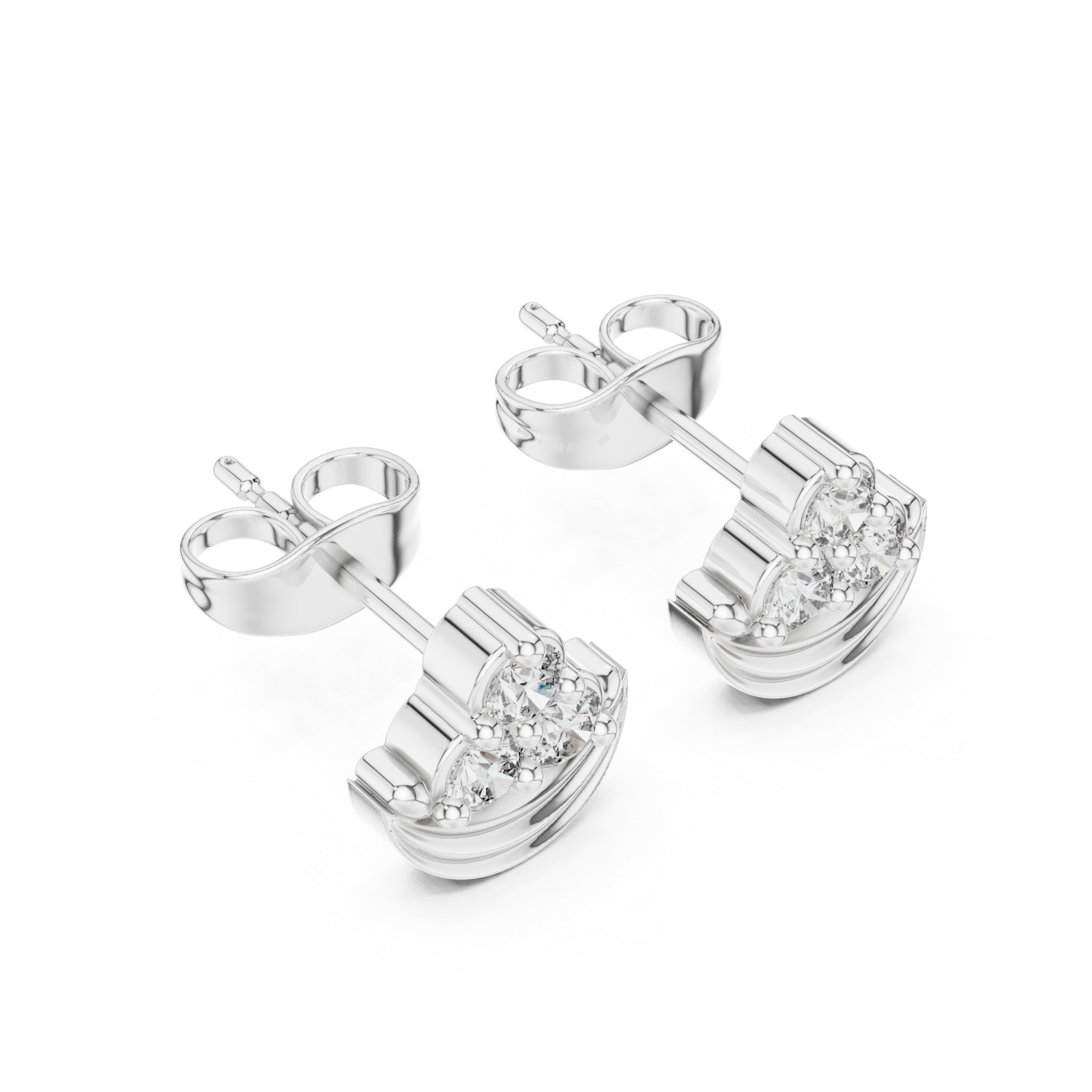  White Gold Radiant Arc Stud Earrings Right View